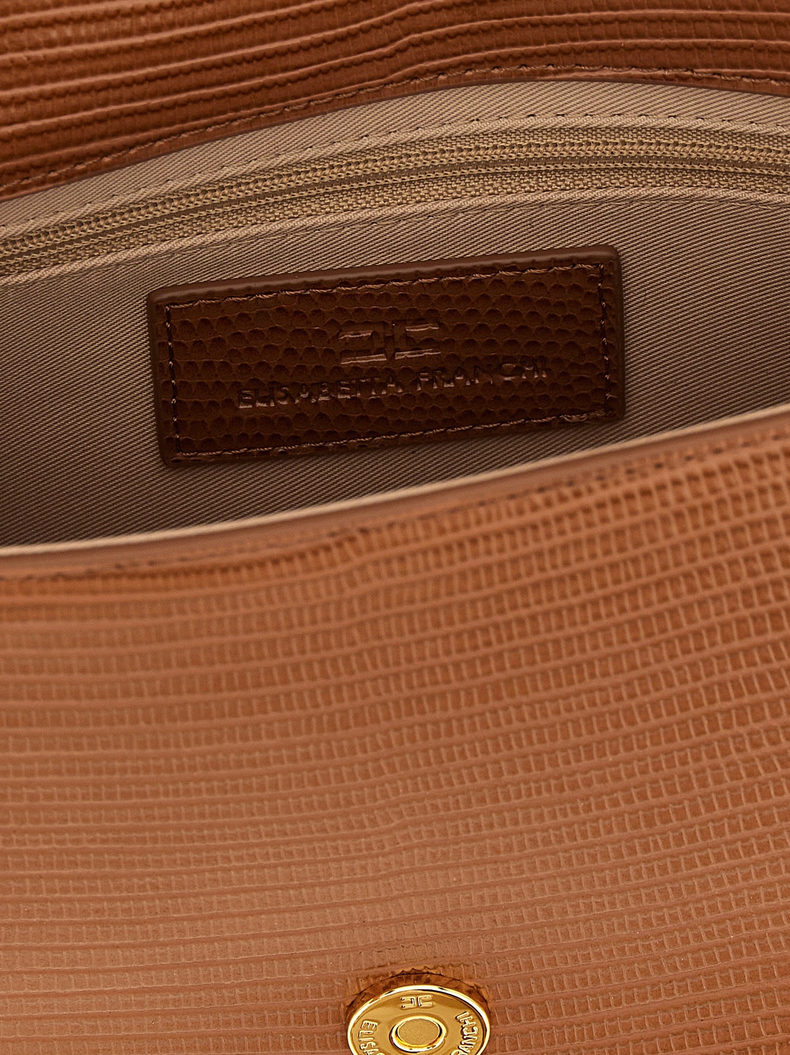 Brown Polyester Clutch Bag