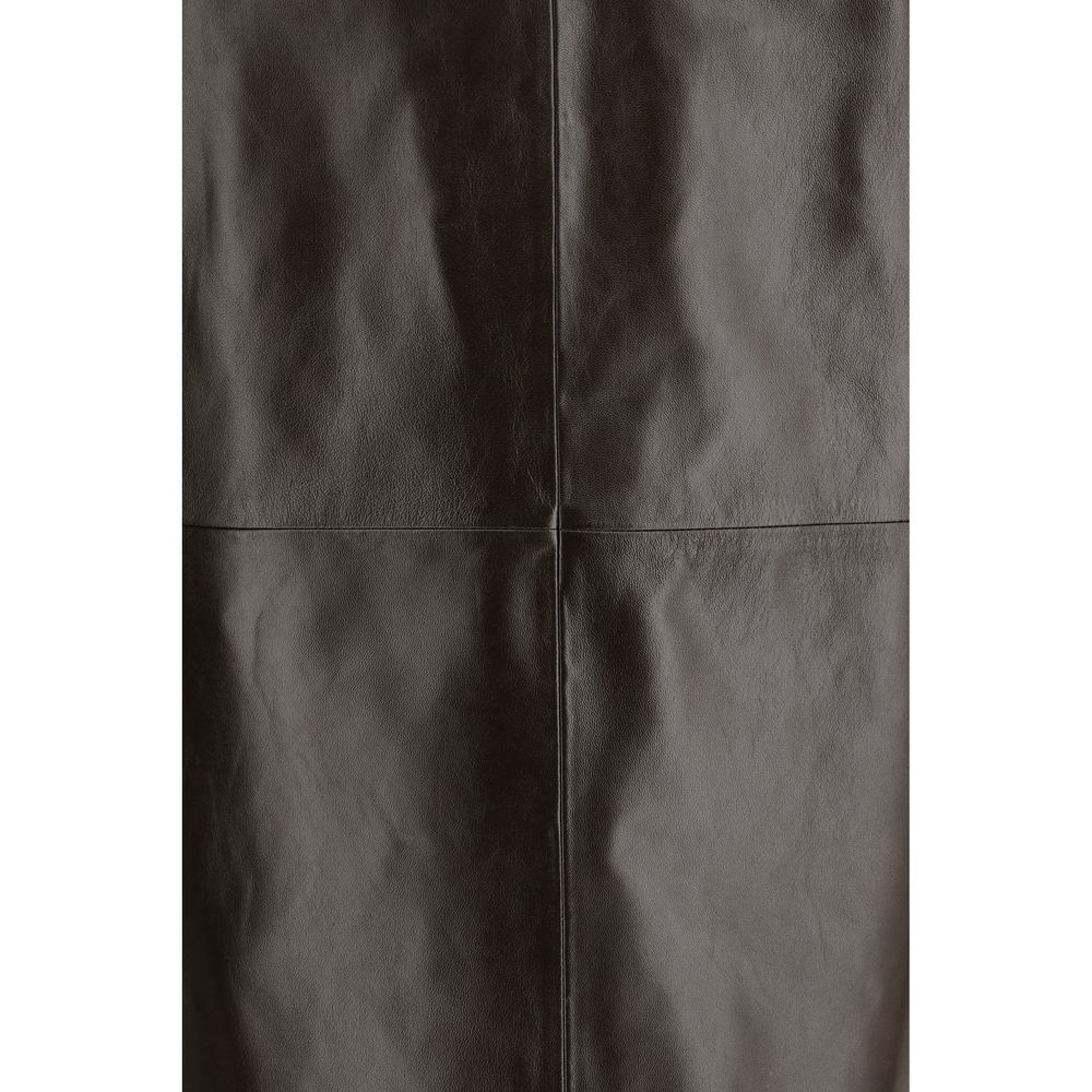 Brown Leather Long Skirt