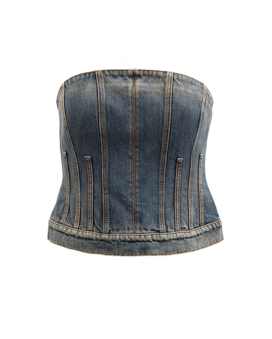 Blue Cotton Denim Top