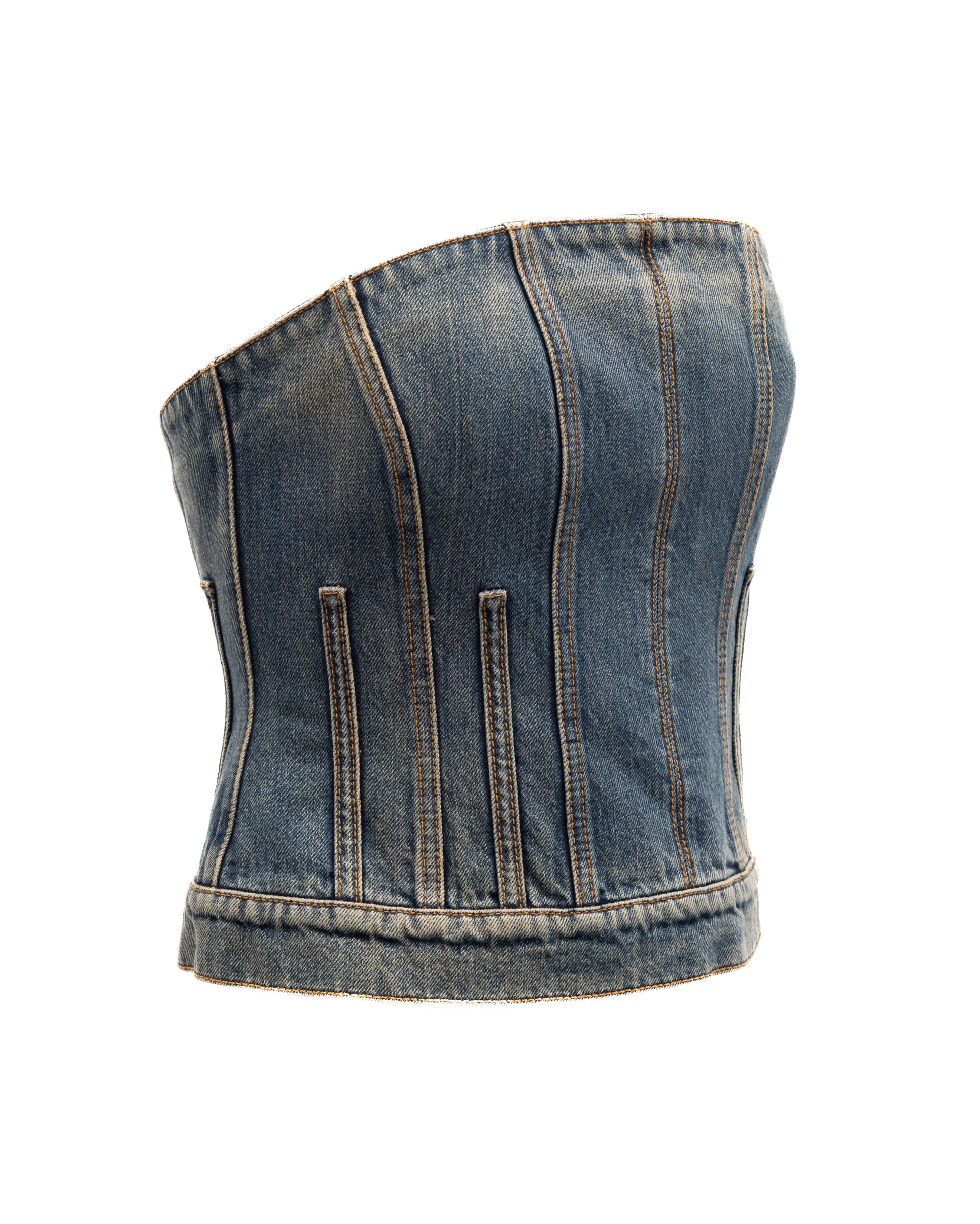 Blue Cotton Denim Top