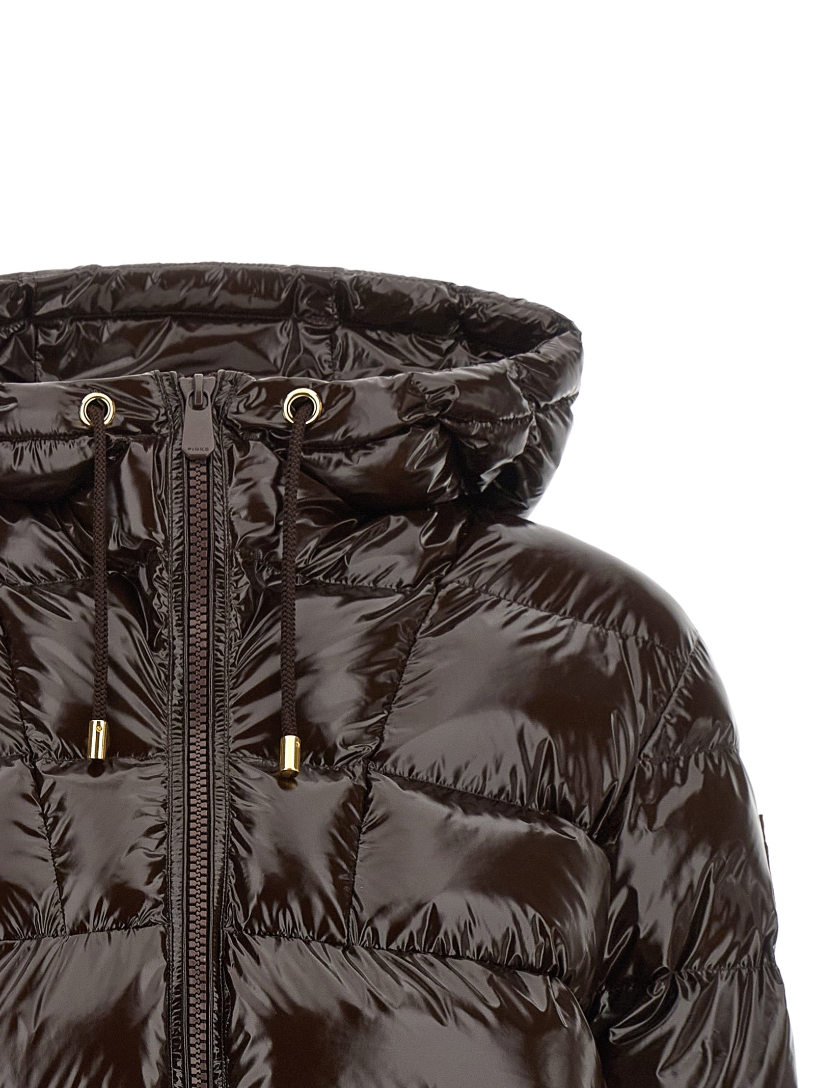 Brown Polyamide Full-Length Jacket