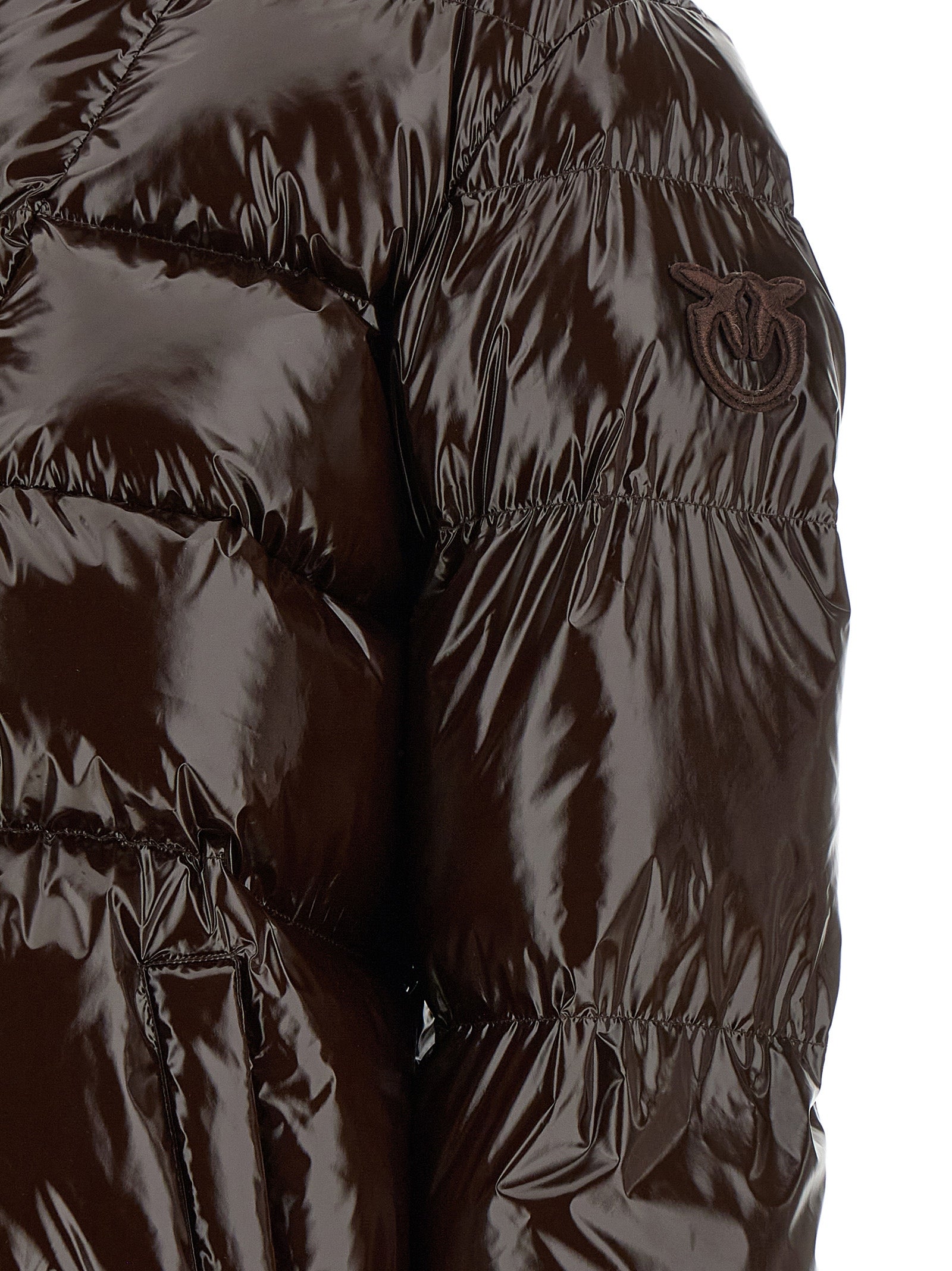 Brown Polyamide Full-Length Jacket