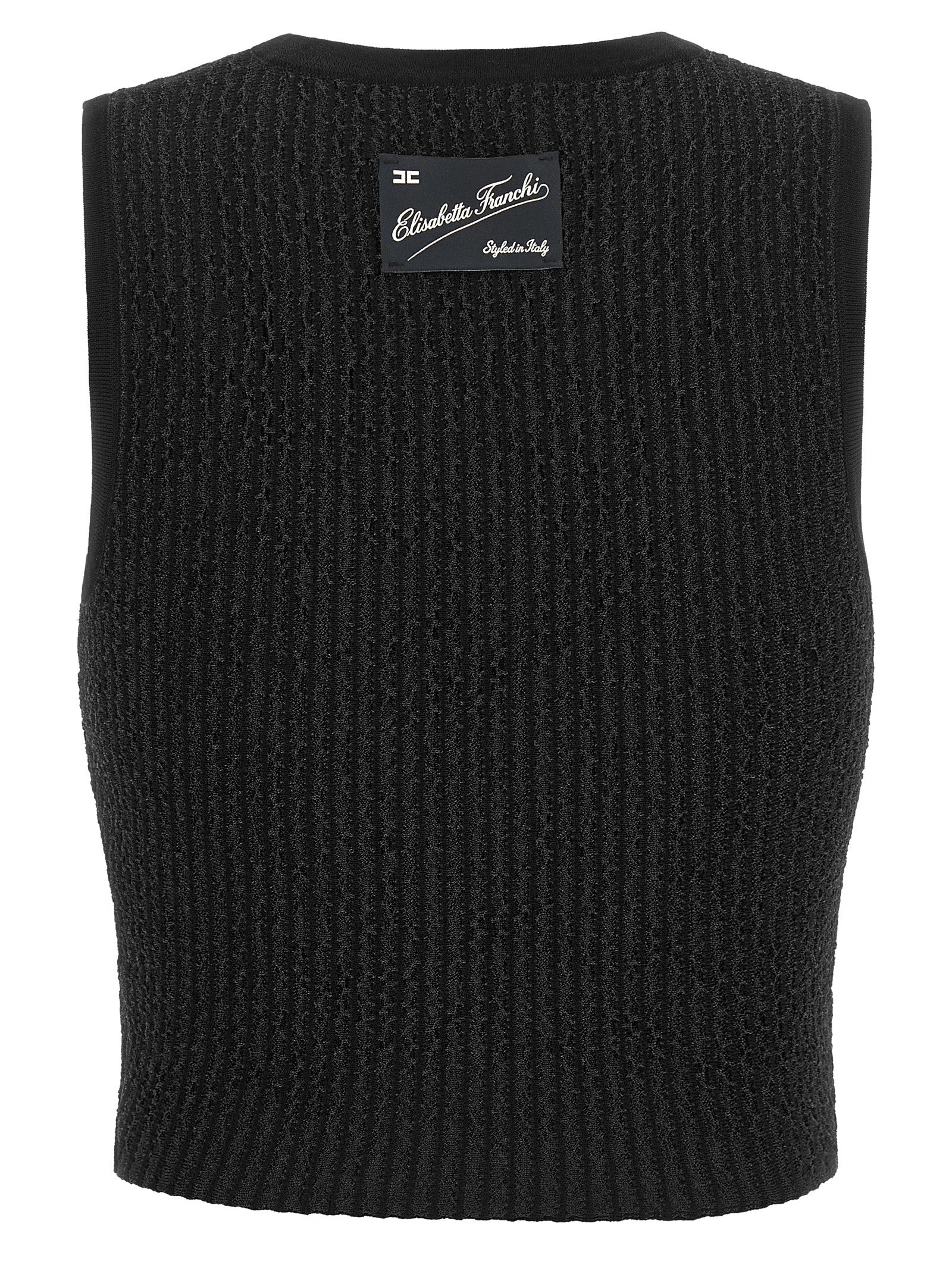 Black Viscose Sleeveles T-Shirt