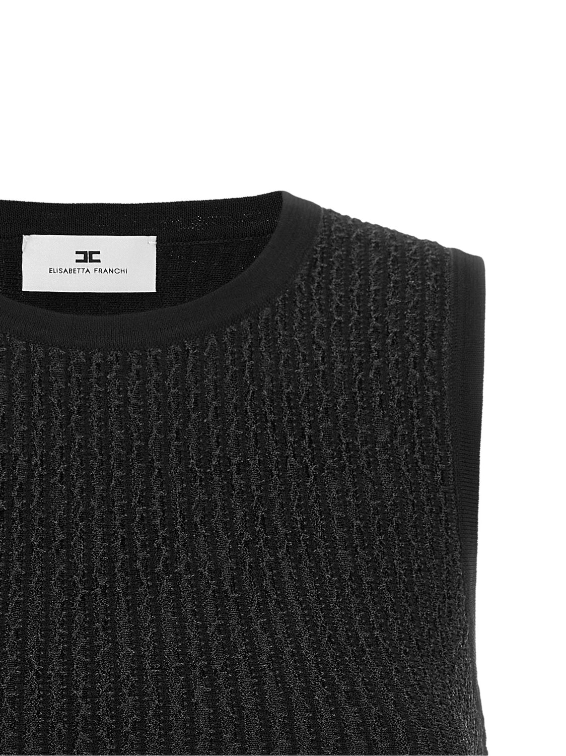 Black Viscose Sleeveles T-Shirt