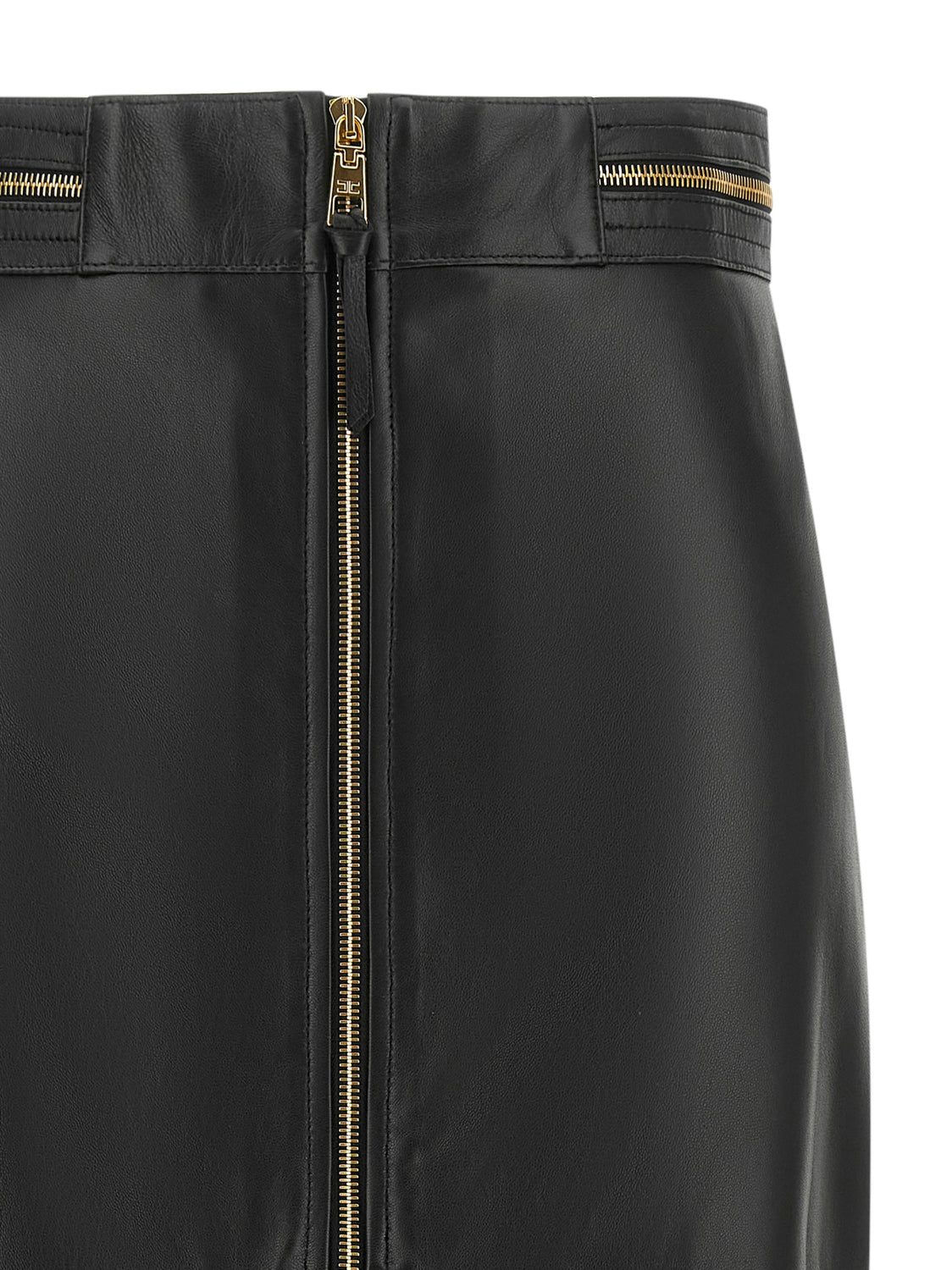 Black Lambskin Midi Skirt