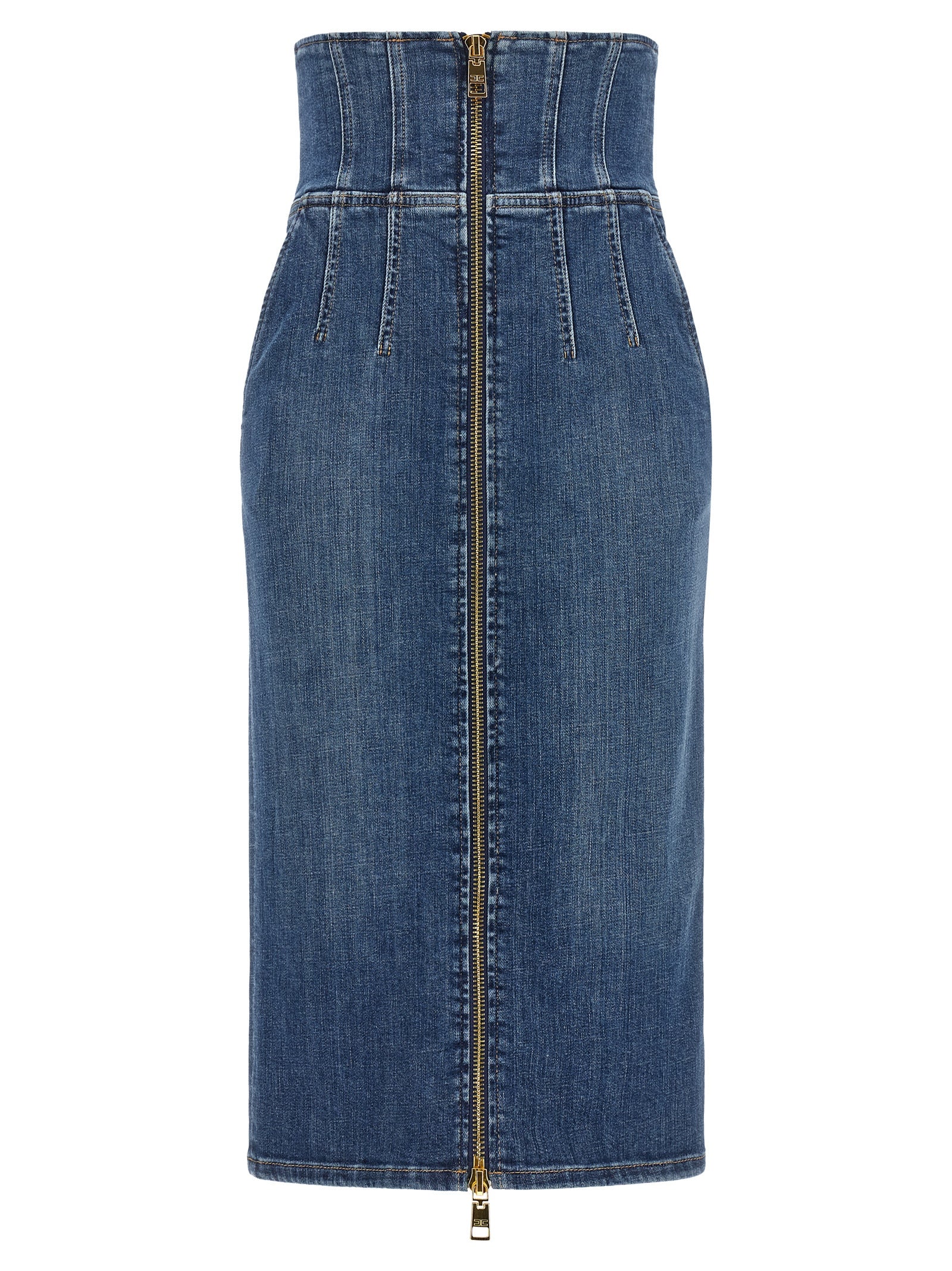 Blue Cotton Midi Skirt
