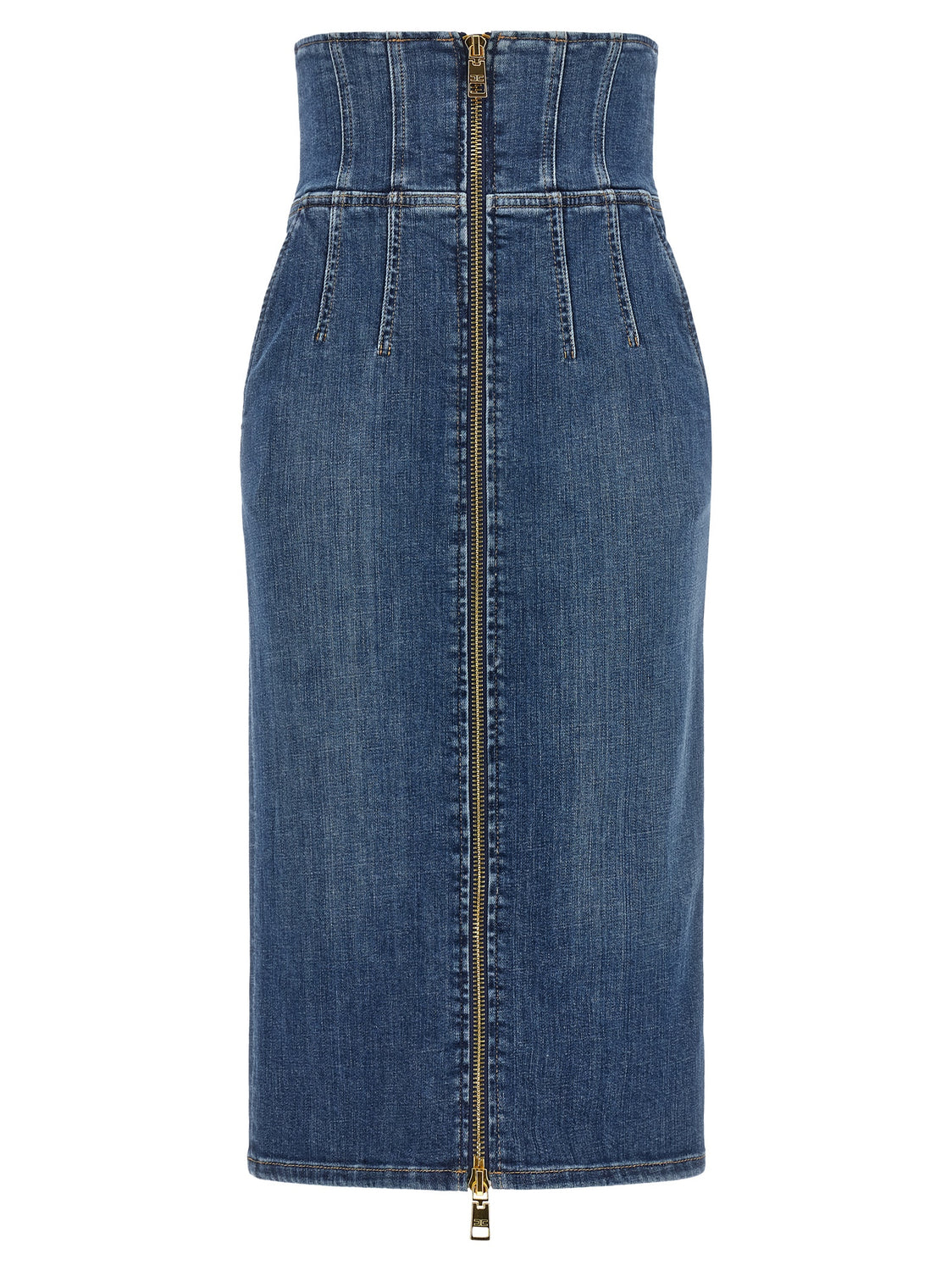 Blue Cotton Midi Skirt