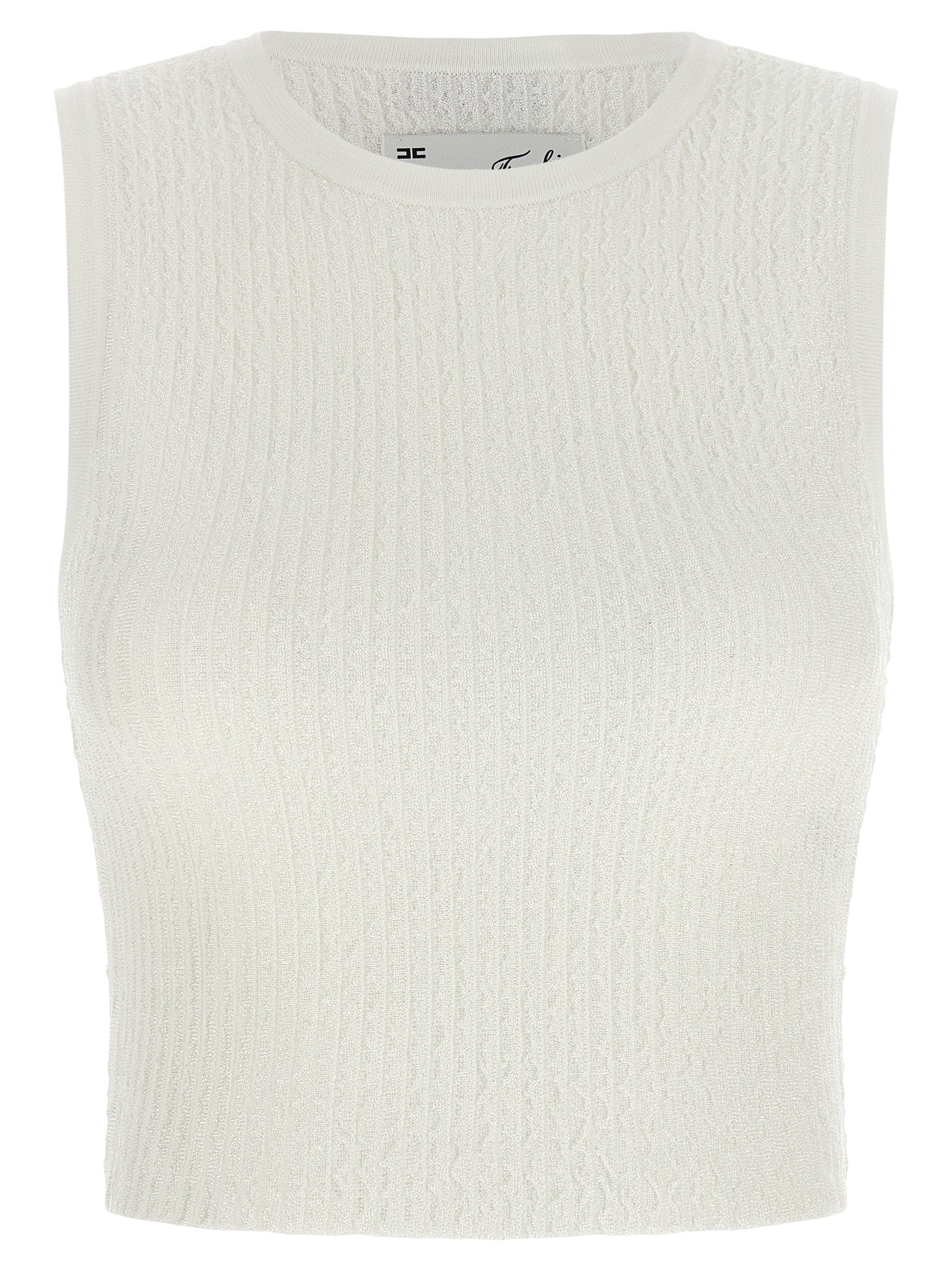 White Viscose Sleeveles T-Shirt