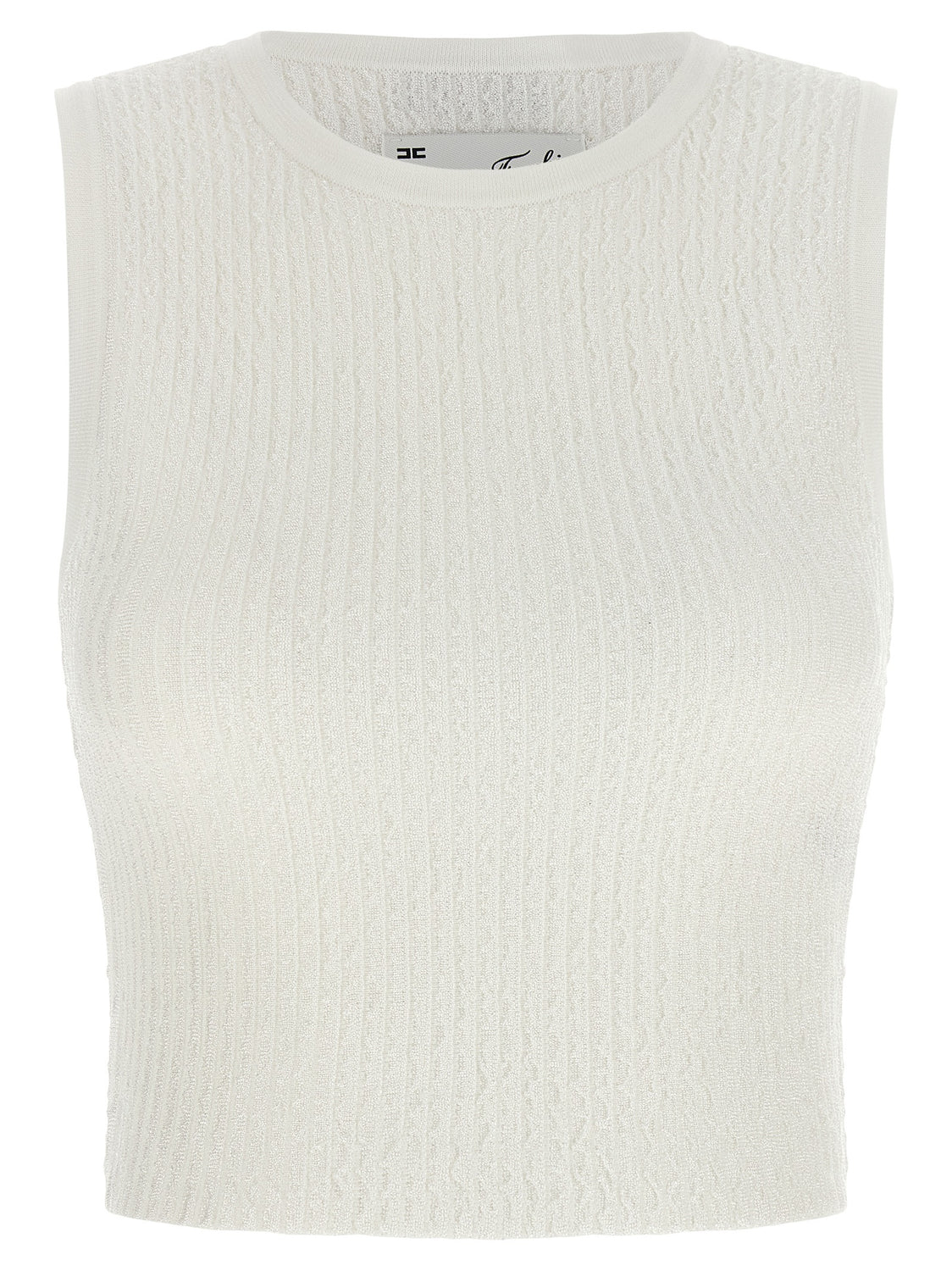 White Viscose Sleeveles T-Shirt