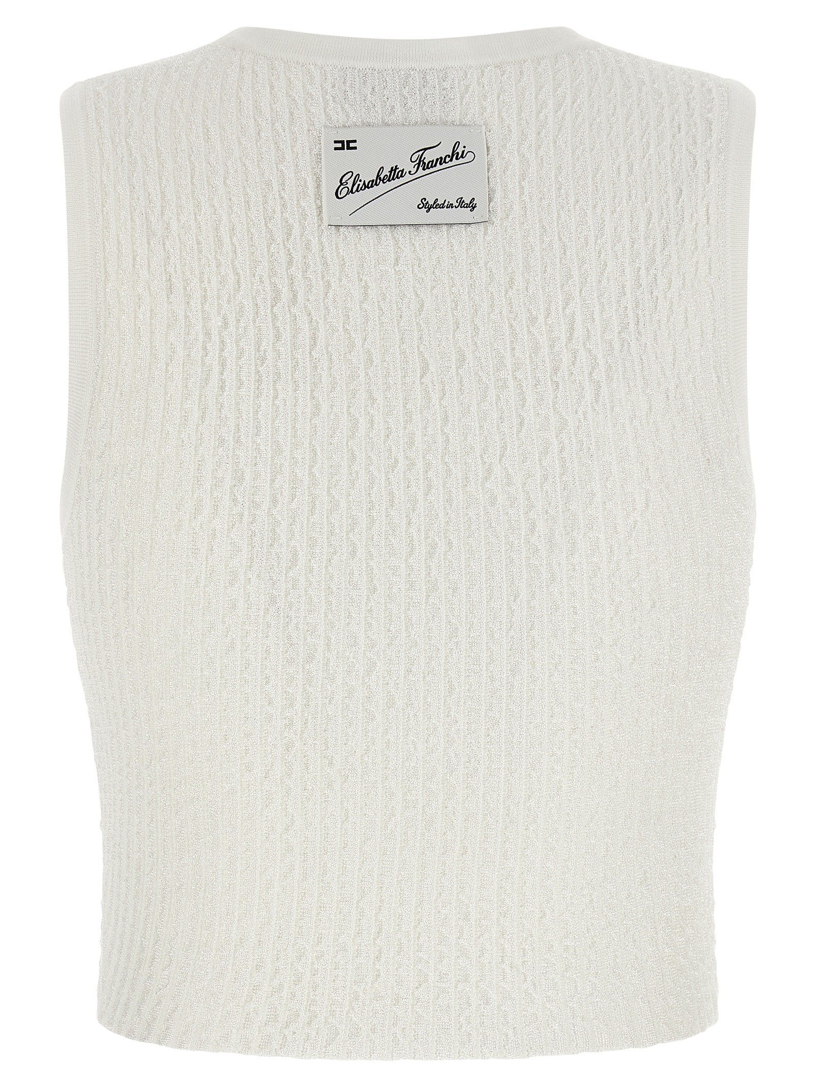 White Viscose Sleeveles T-Shirt