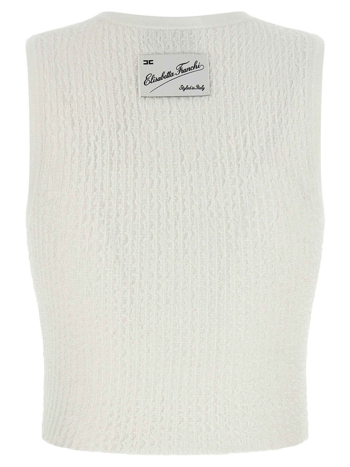 White Viscose Sleeveles T-Shirt