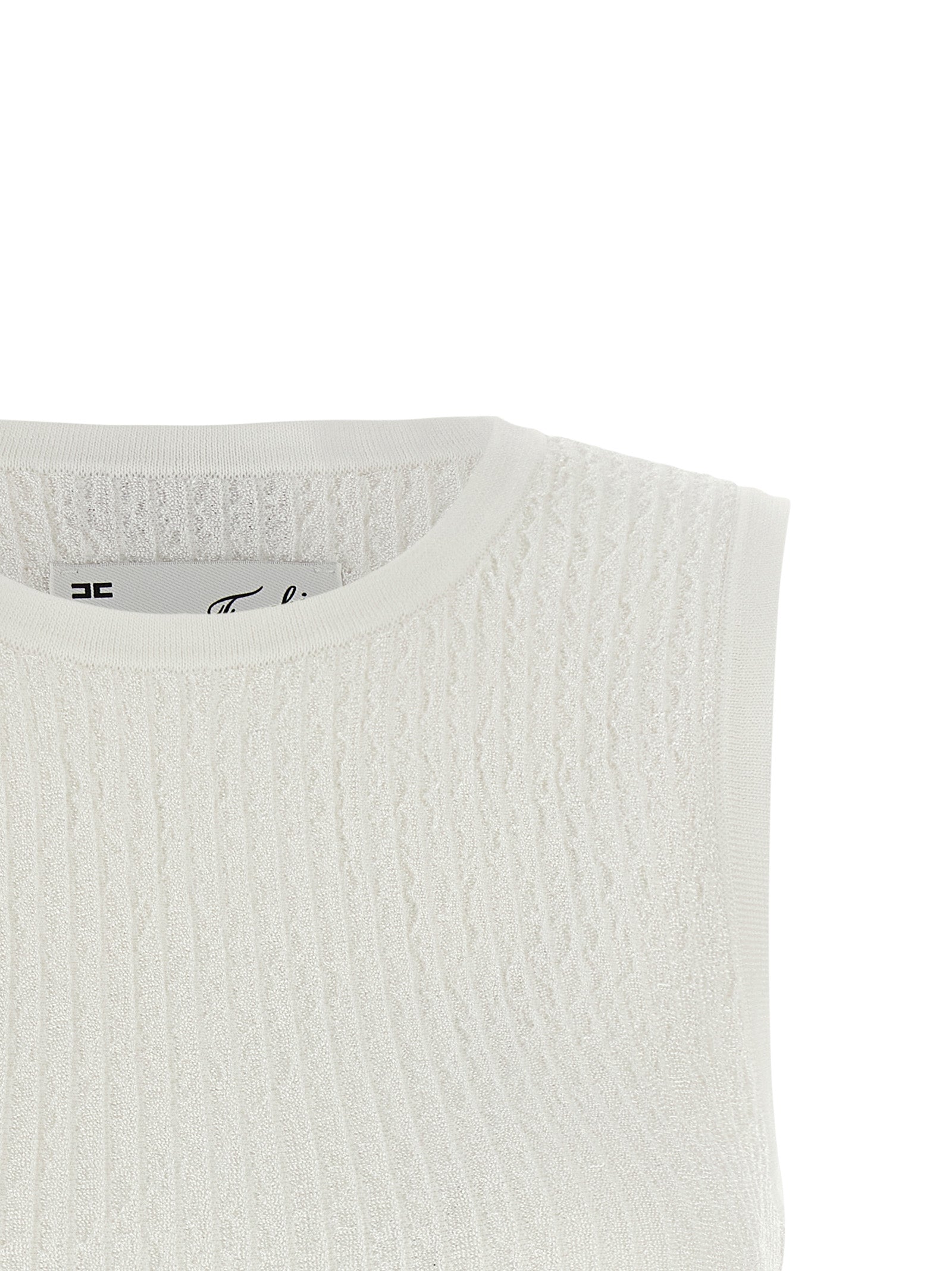 White Viscose Sleeveles T-Shirt
