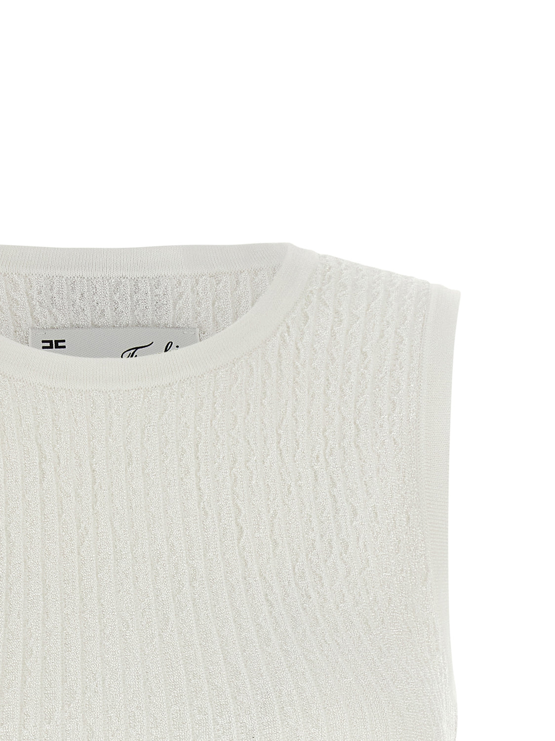 White Viscose Sleeveles T-Shirt