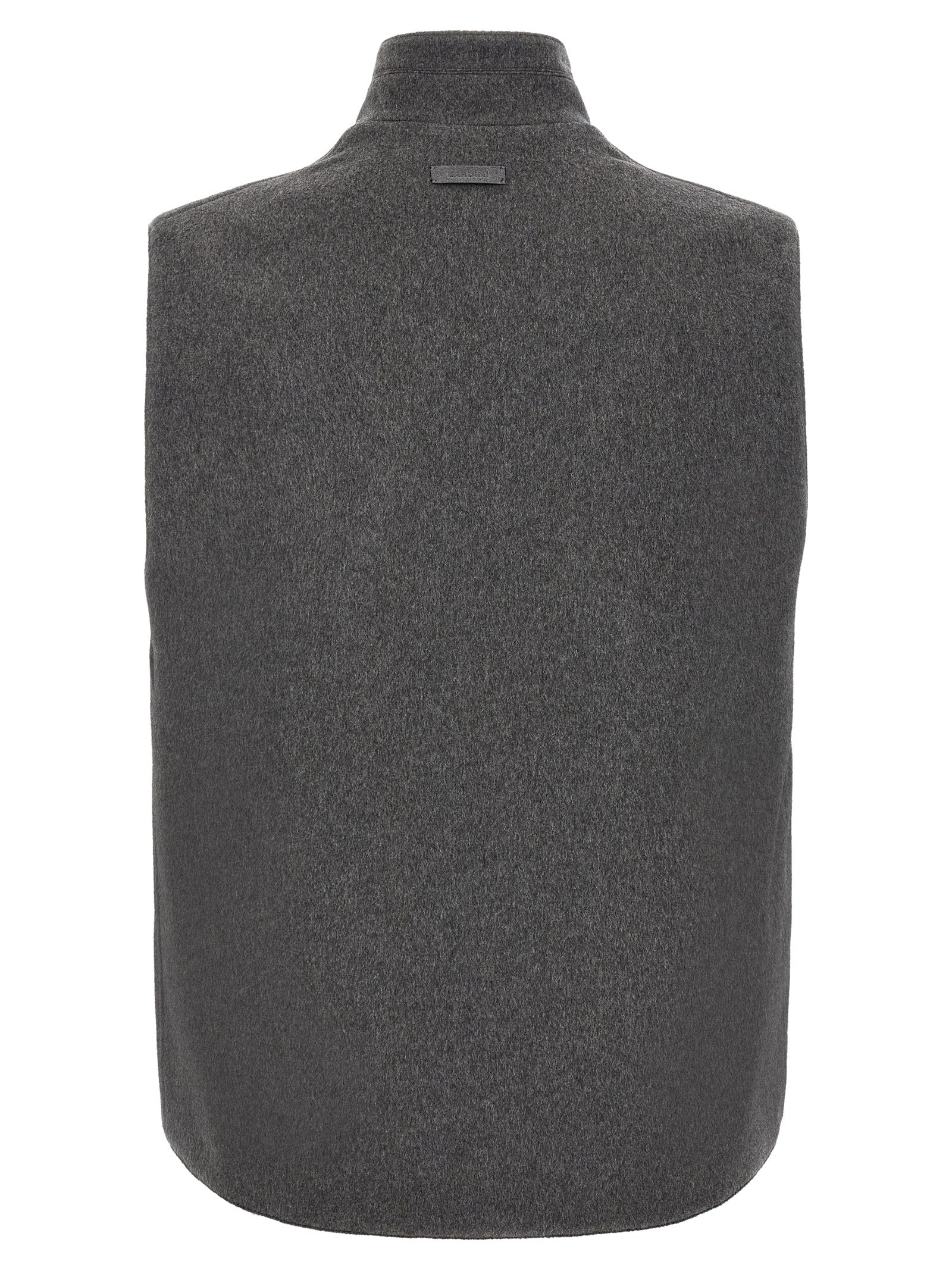 Gray Virgin Wool Sleeveless Jacket