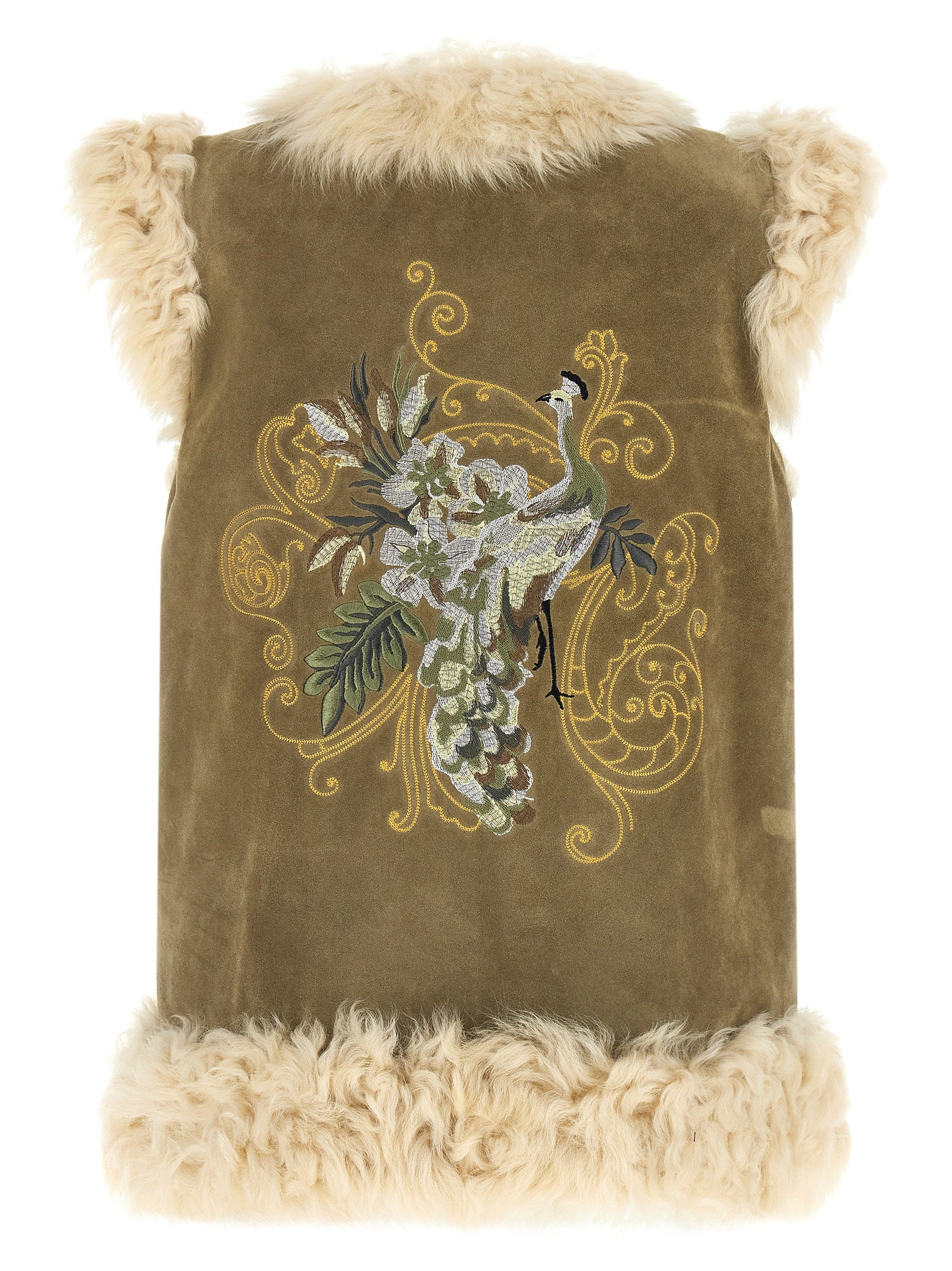 Beige Lamb Fur Sleeveless Jacket