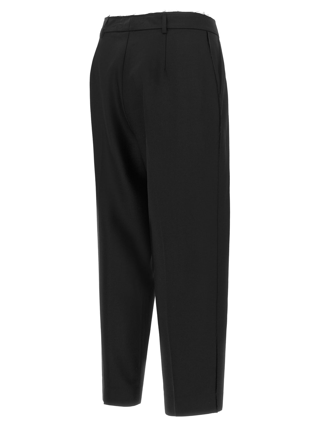 Black Wool Cropped Pants