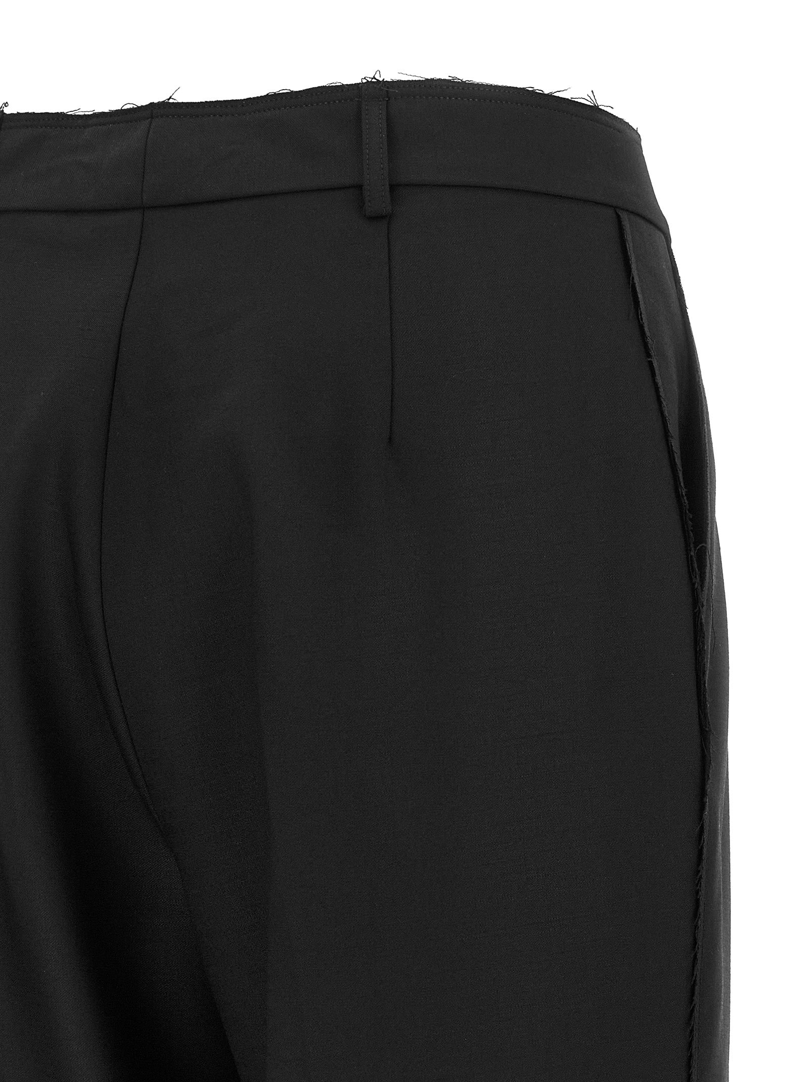 Black Wool Cropped Pants