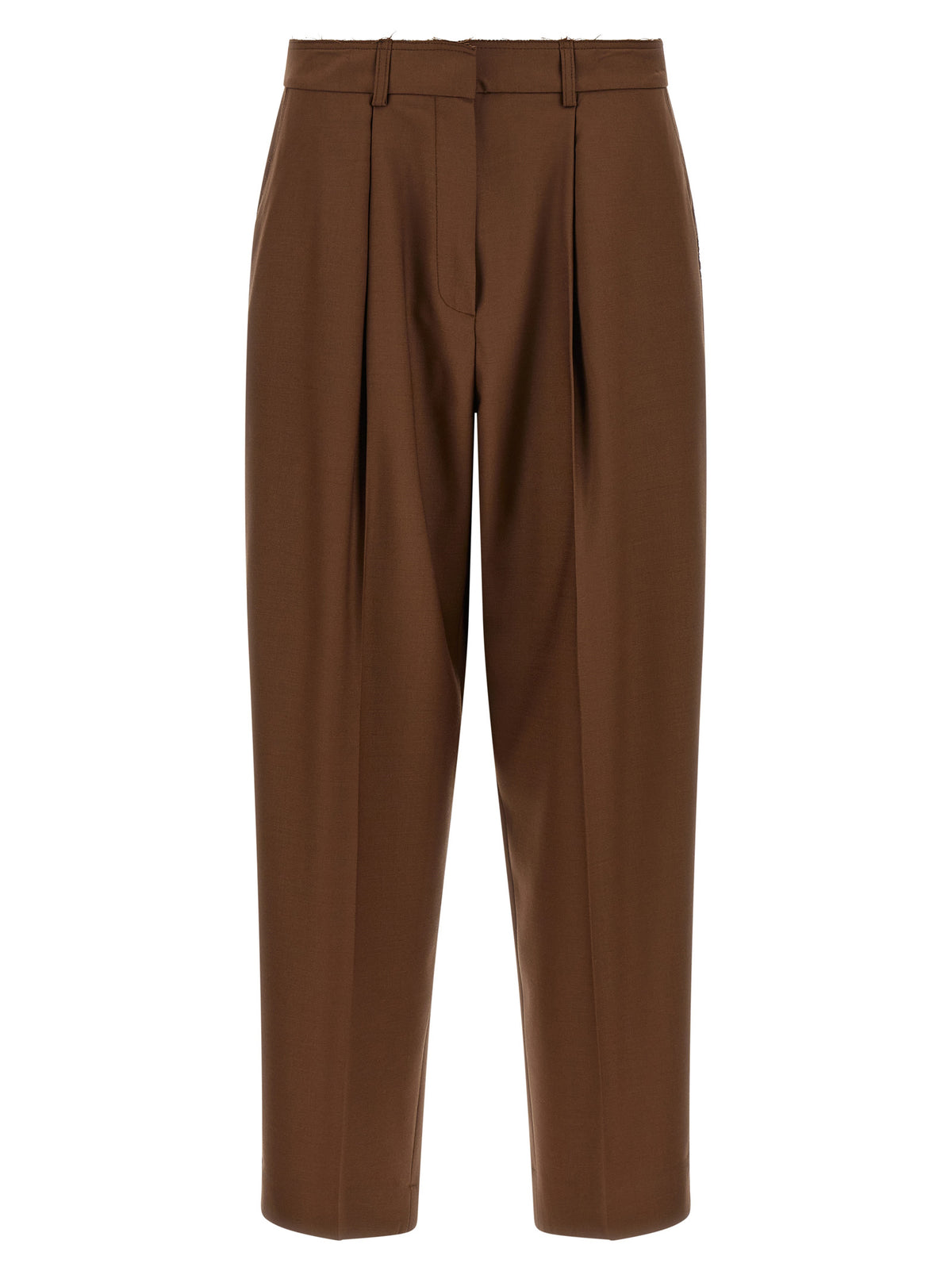 Beige Wool Casual Pants