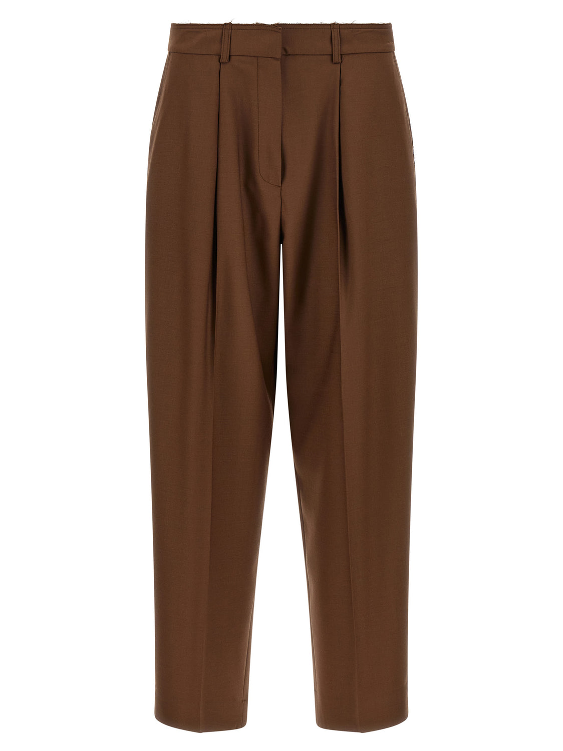 Beige Wool Casual Pants