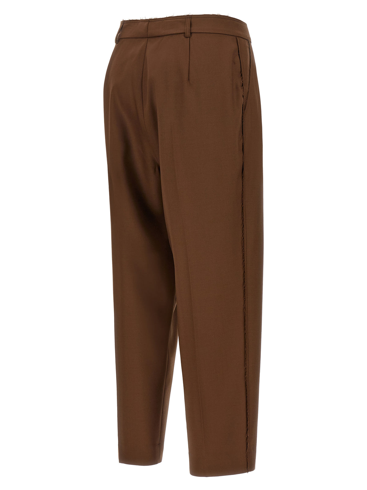 Beige Wool Casual Pants