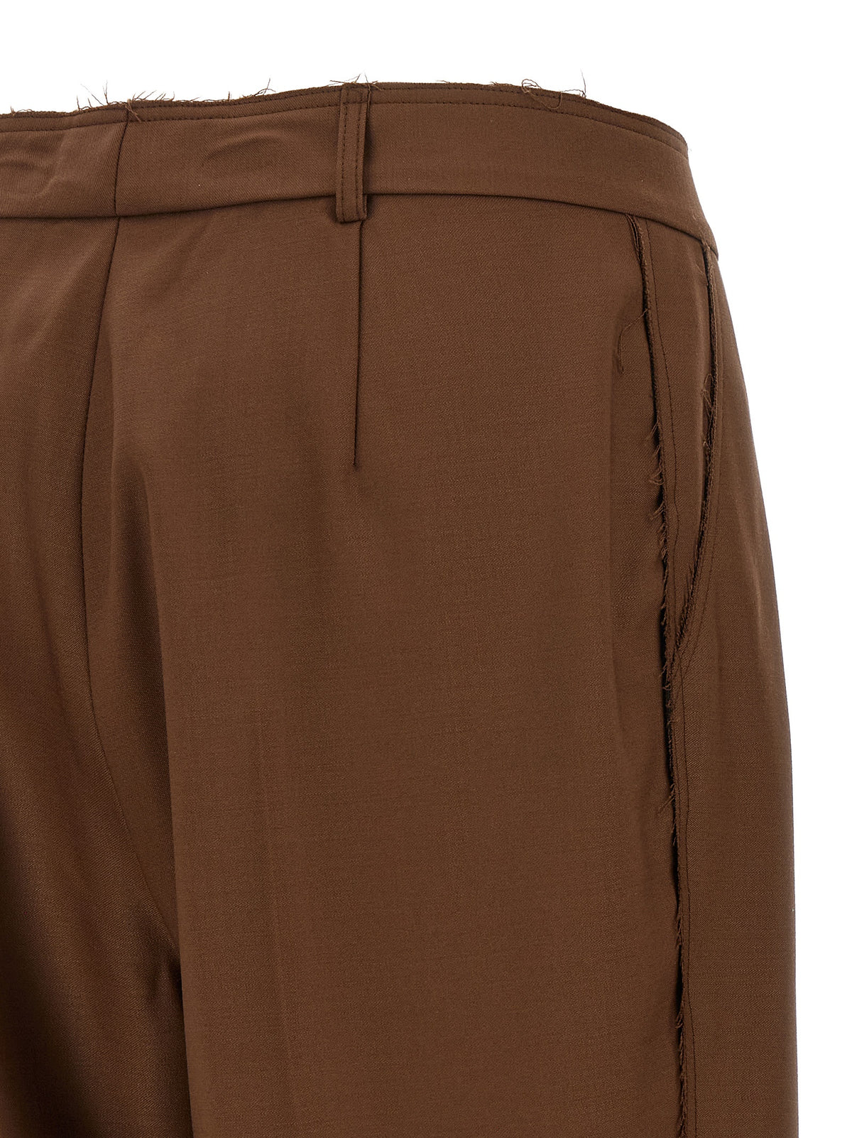 Beige Wool Casual Pants