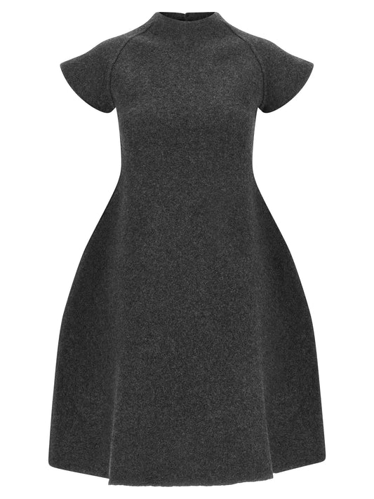Gray Virgin Wool Midi Dress