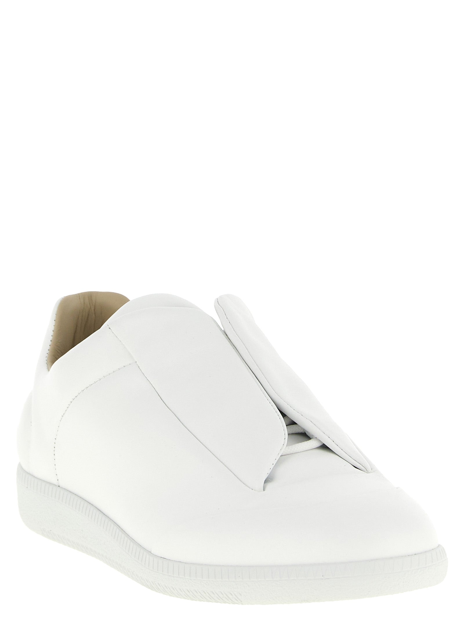 White Calfskin Low Top Sneakers