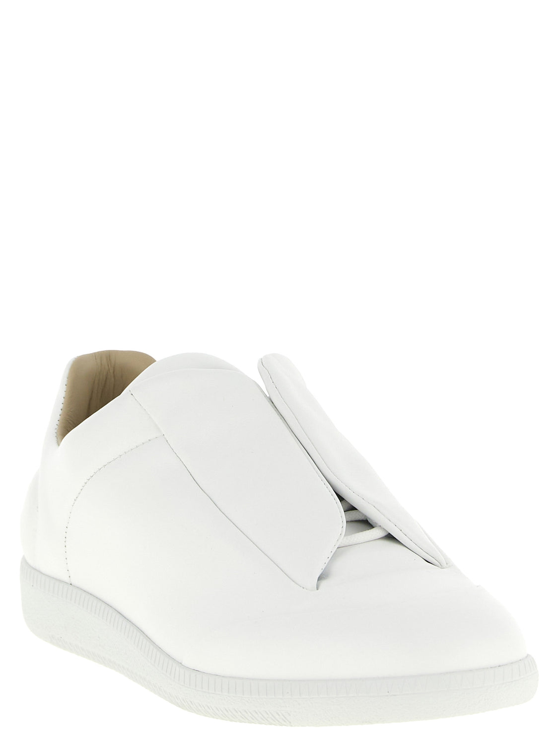 White Calfskin Low Top Sneakers