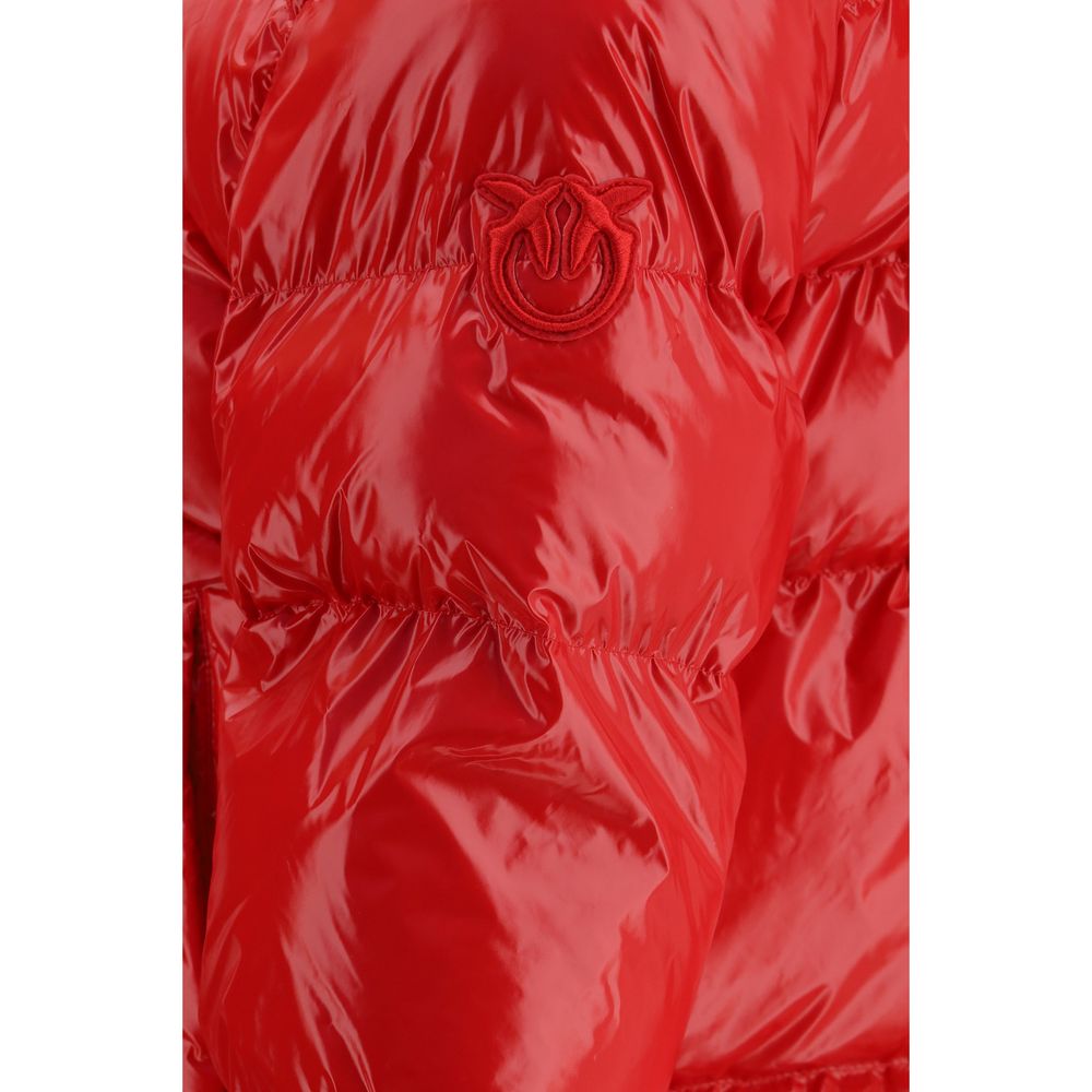 Red Polyamide Full-Length Jacket