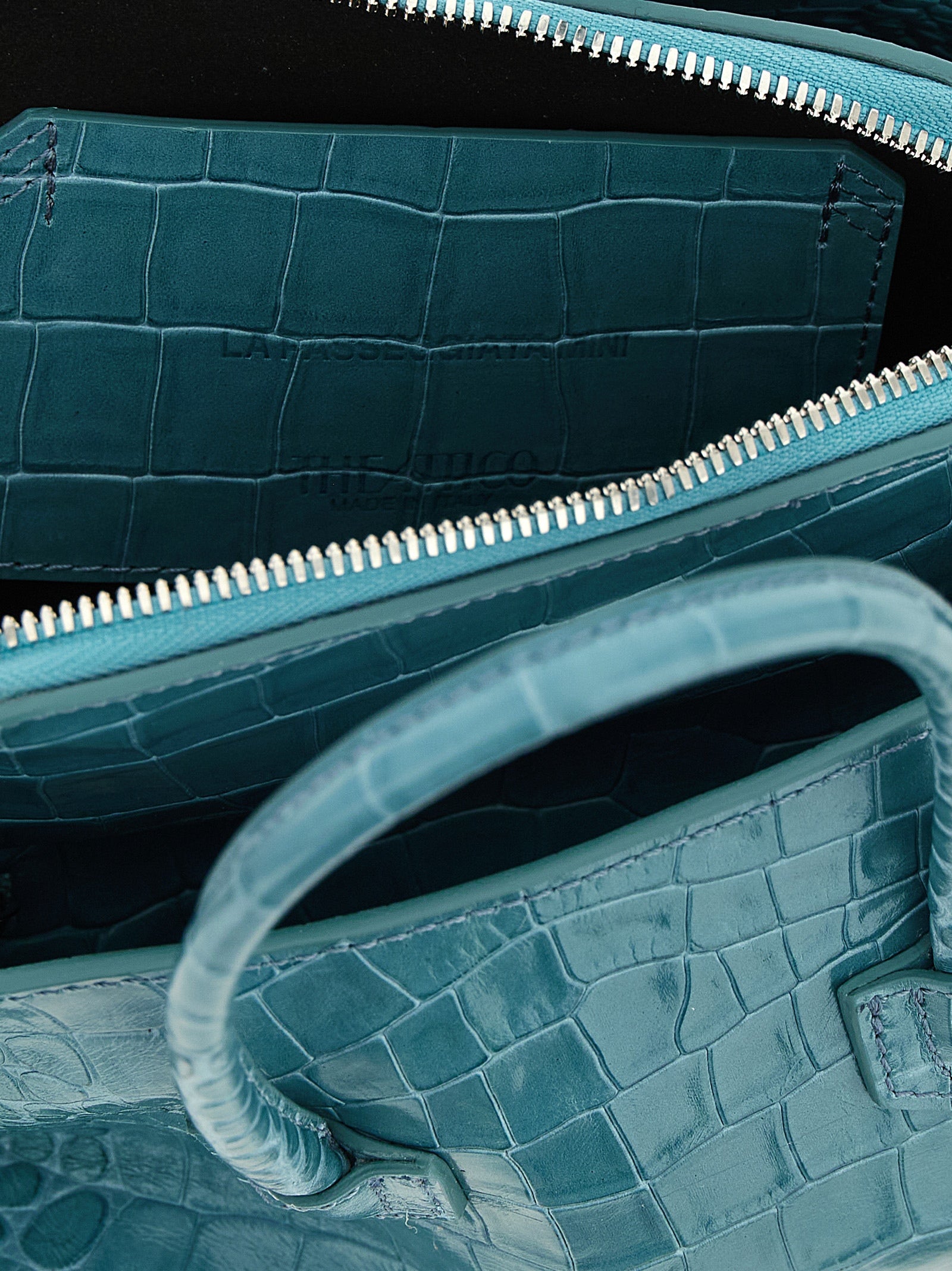 Blue Bovine Leather Handbag