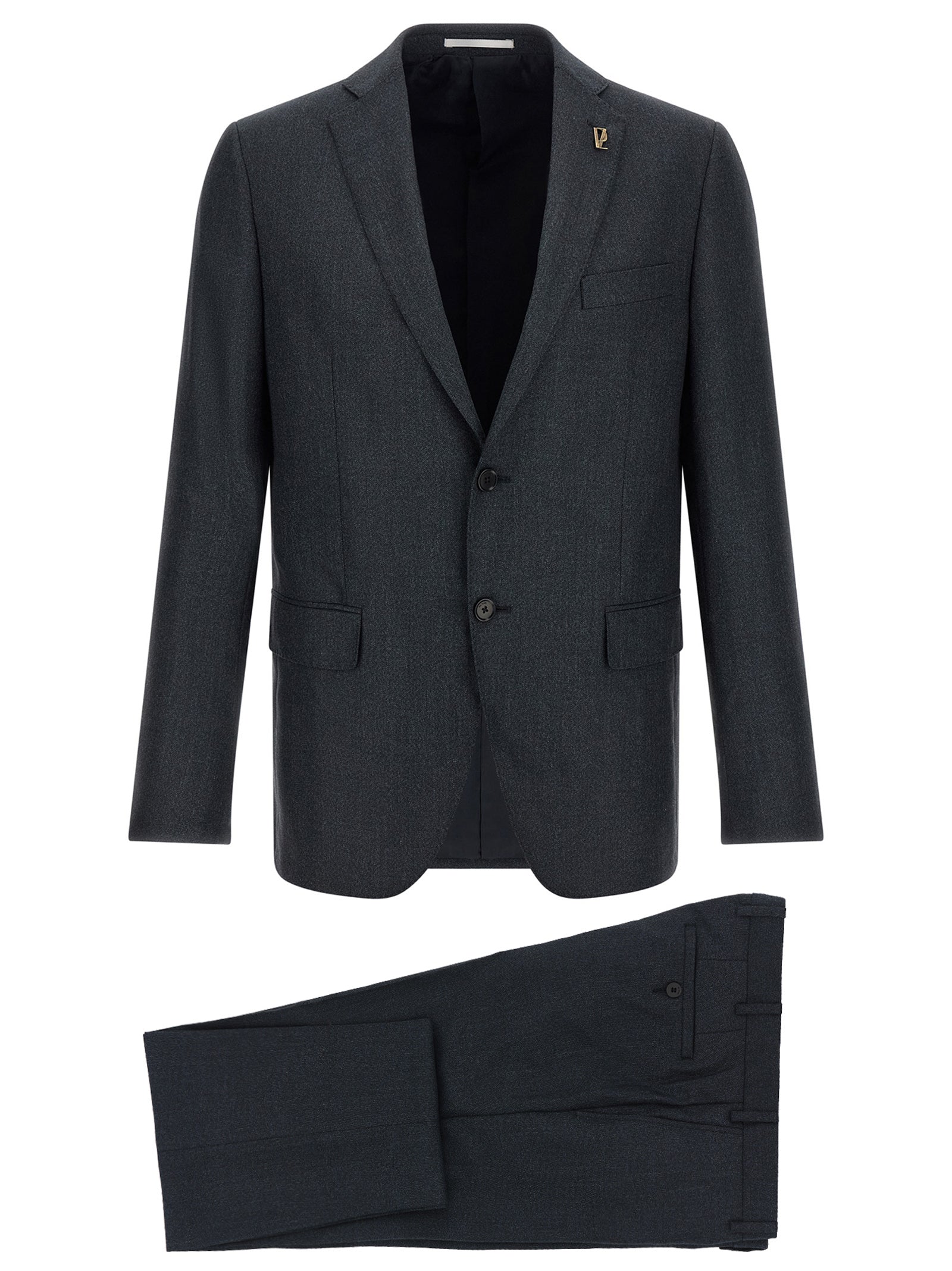 Gray Polyester Two-Piece Suit