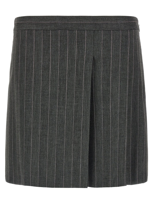Gray Polyester Long Skirt