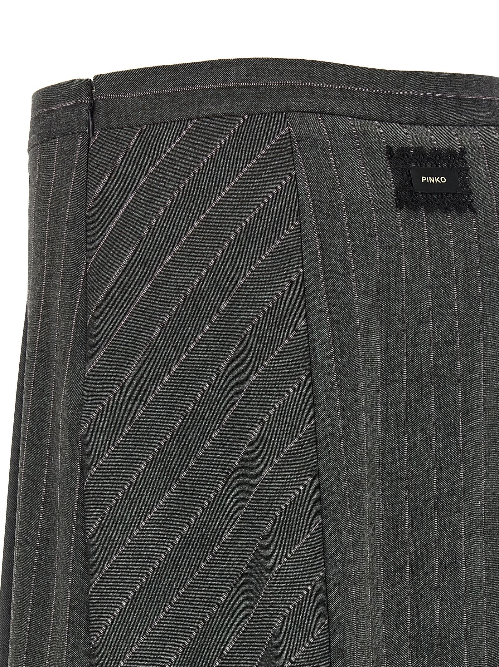 Gray Polyester Long Skirt