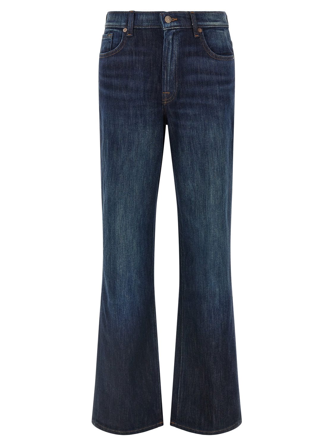 Blue Cotton Flared Jeans