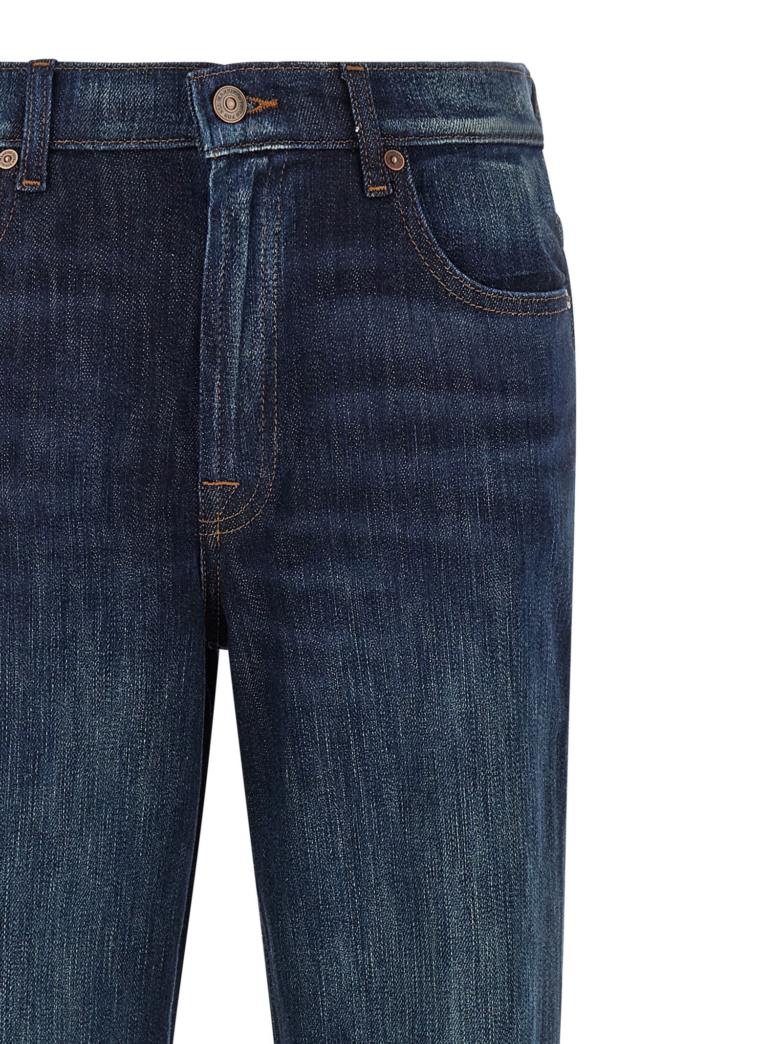 Blue Cotton Flared Jeans