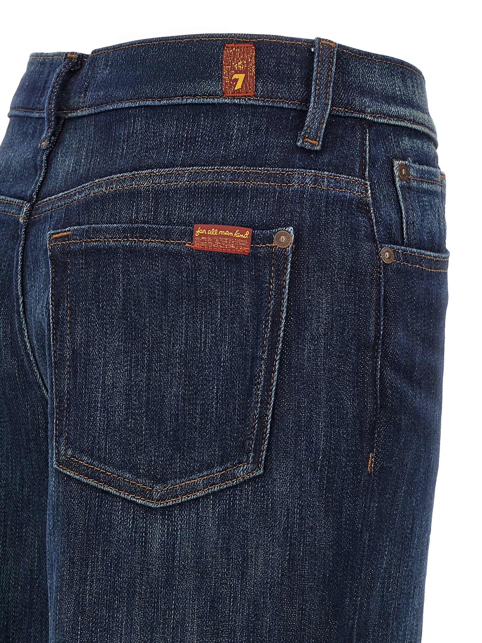 Blue Cotton Flared Jeans
