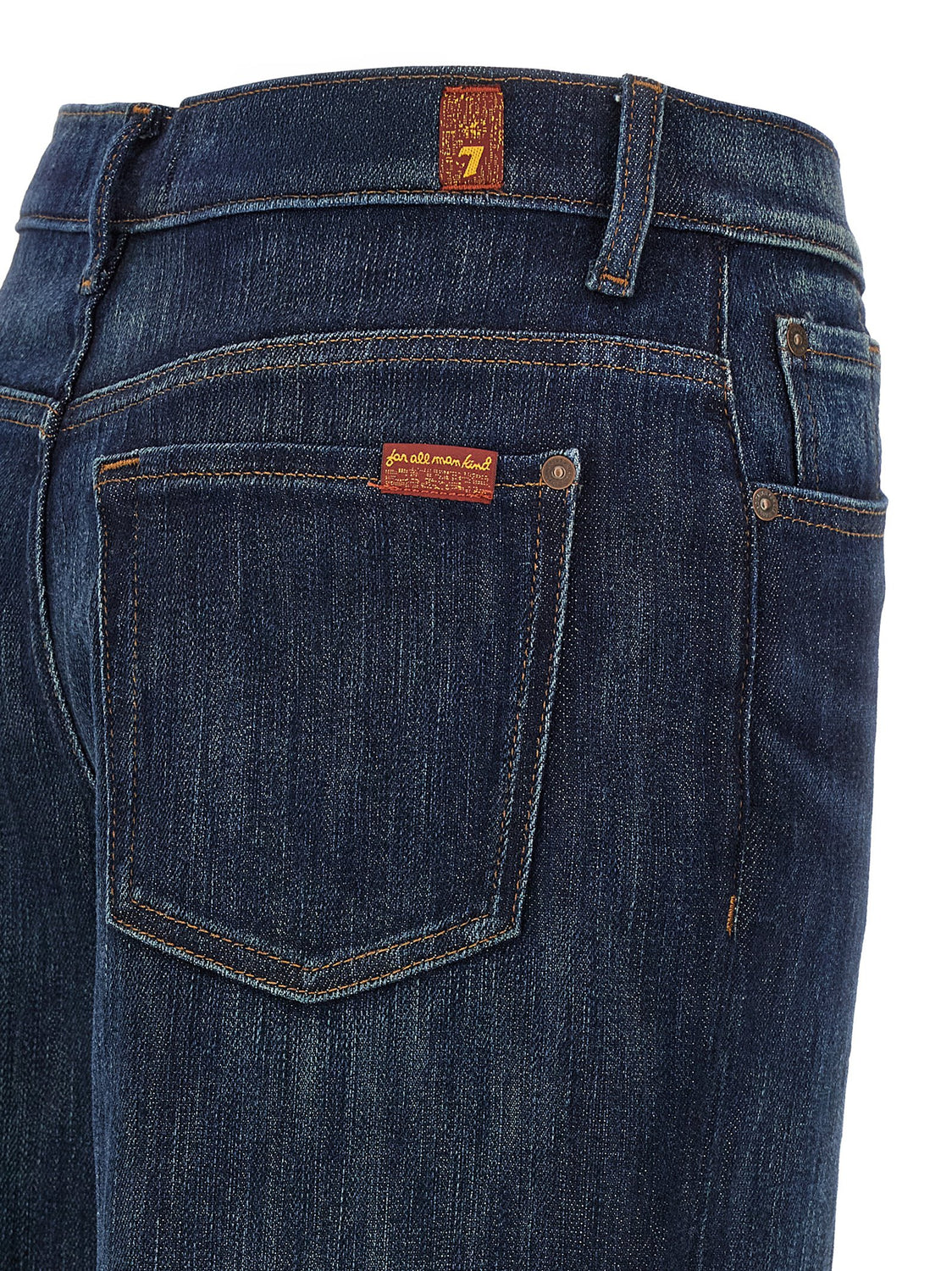 Blue Cotton Flared Jeans