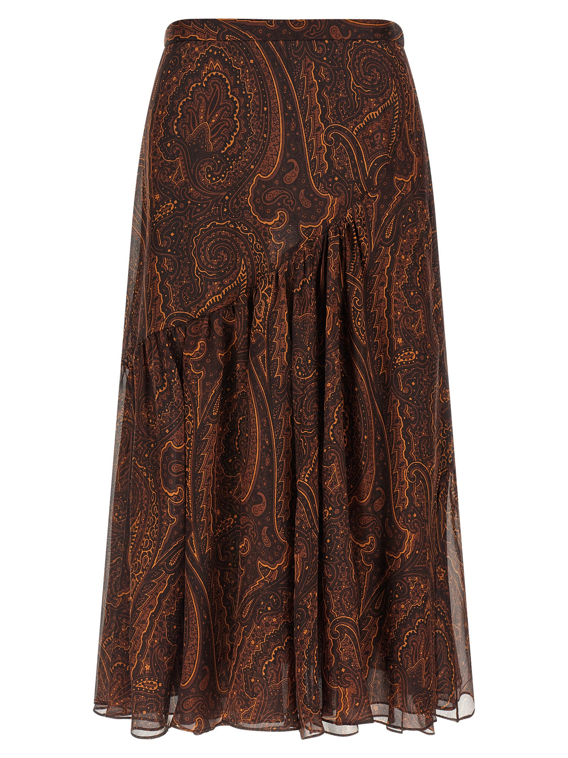 Brown Silk Mini Skirt