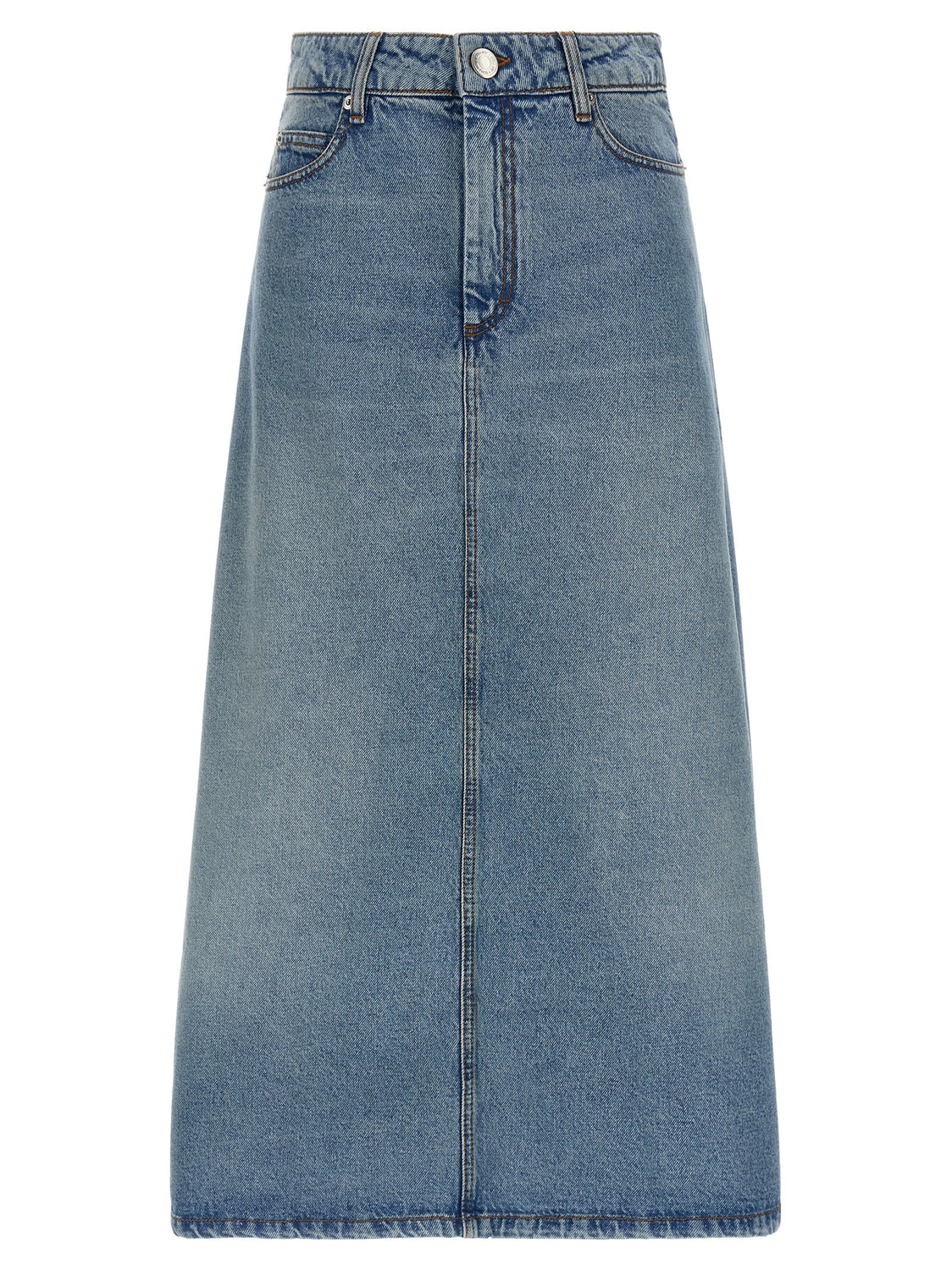 Blue Cotton Midi Skirt