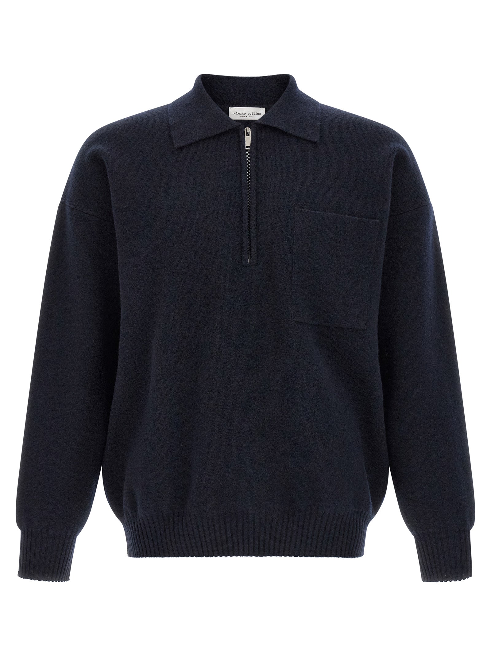 Blue Merino Wool Polo Shirt