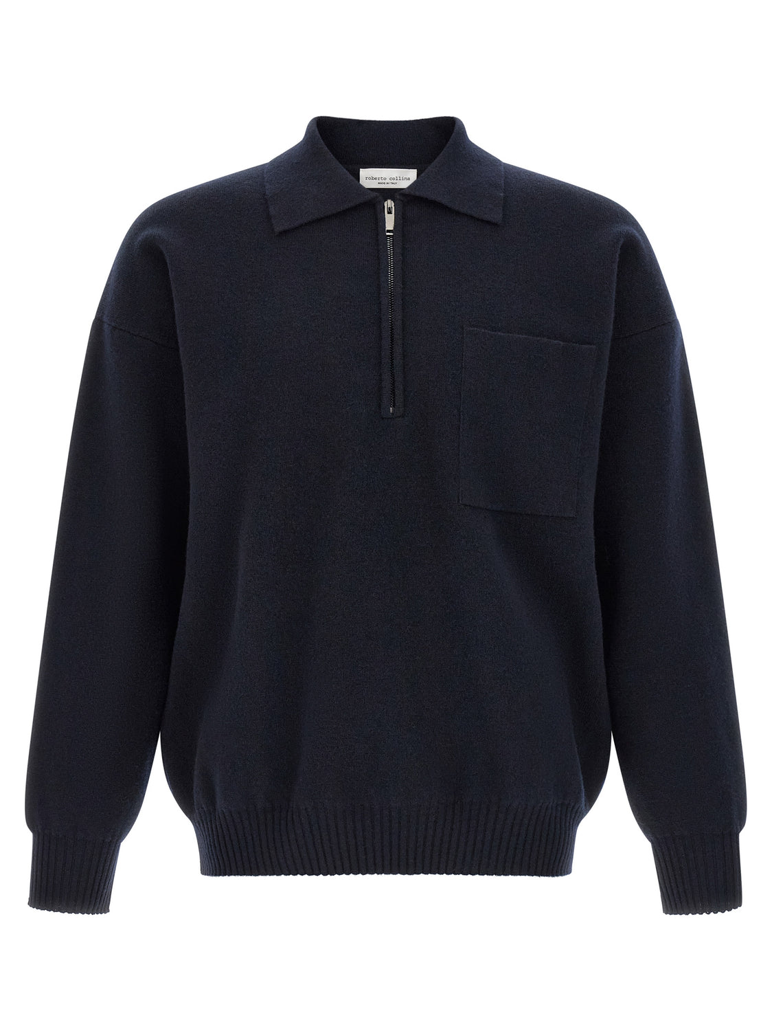 Blue Merino Wool Polo Shirt