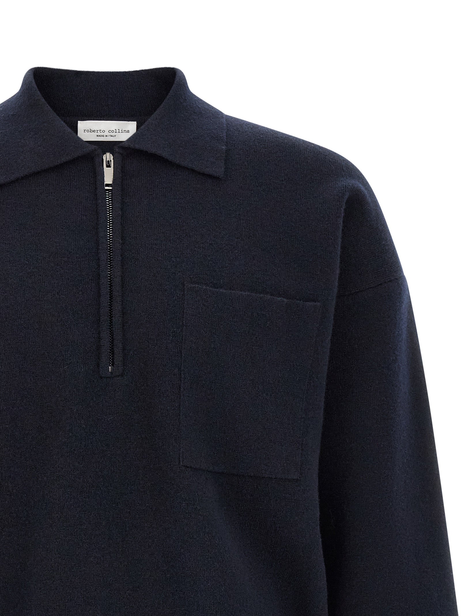 Blue Merino Wool Polo Shirt