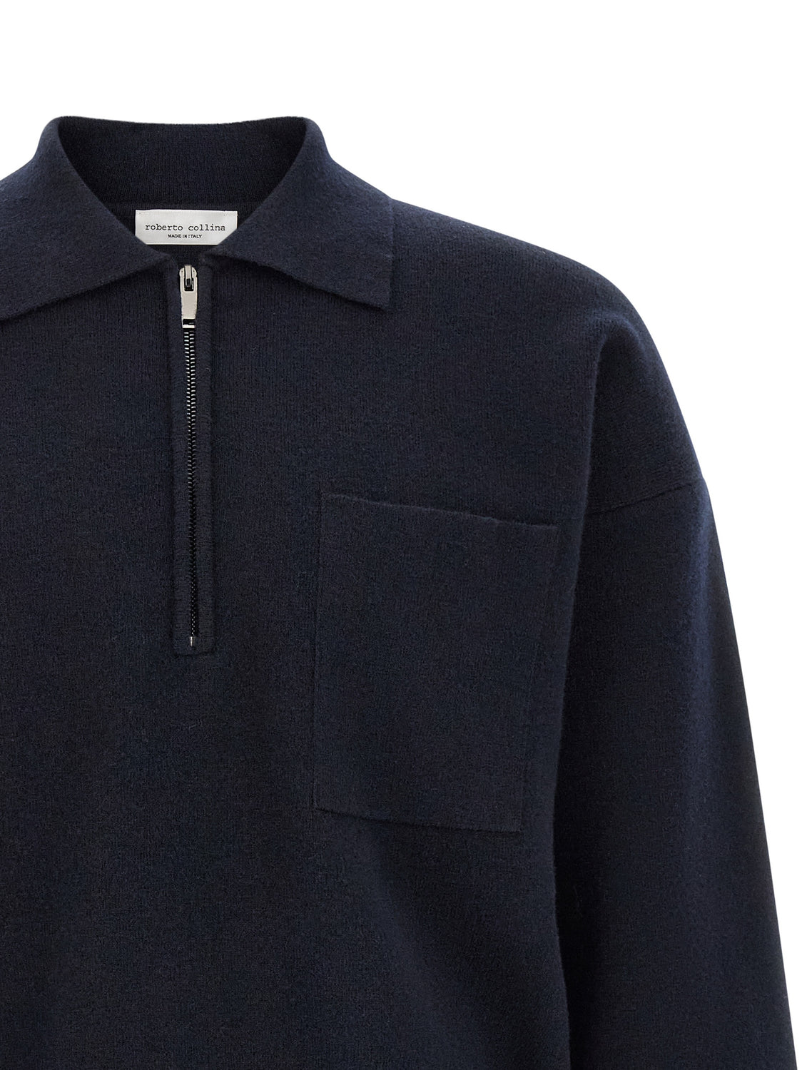 Blue Merino Wool Polo Shirt