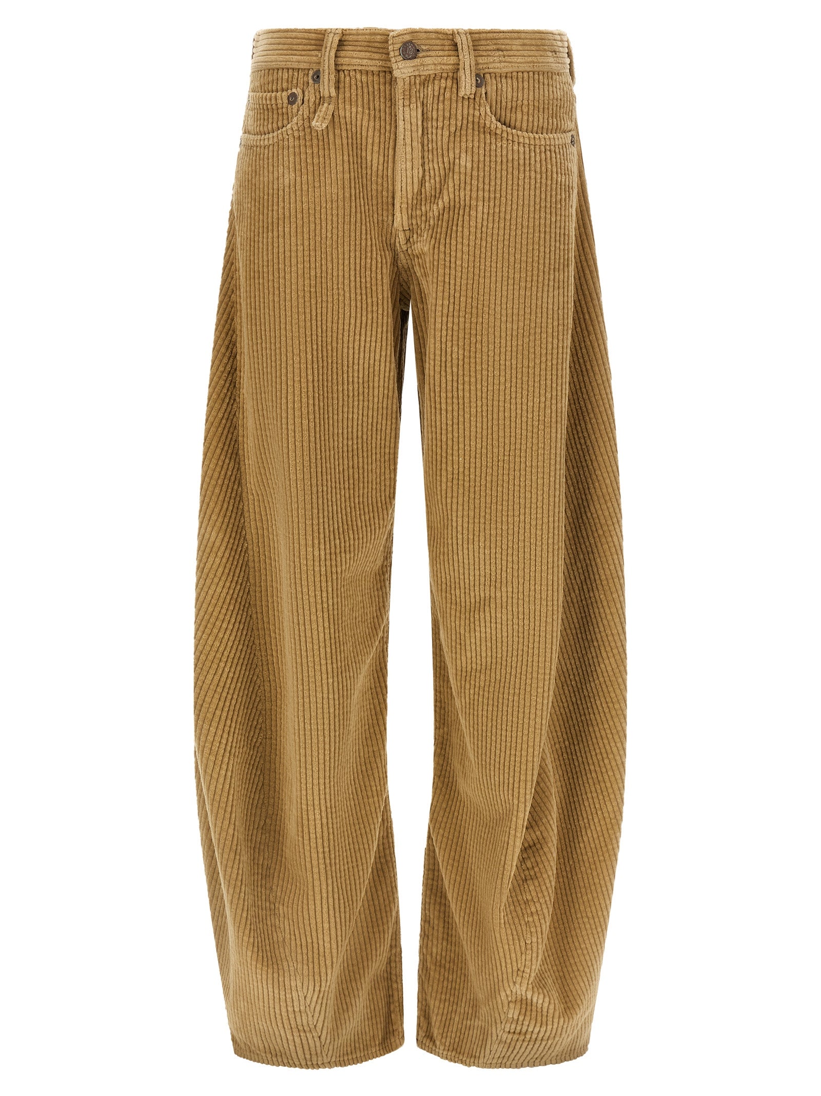 Beige Cotton Casual Pants