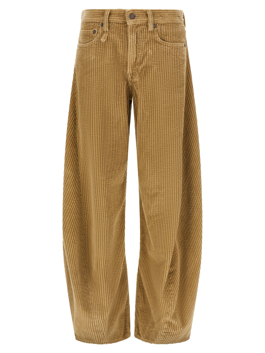 Beige Cotton Casual Pants