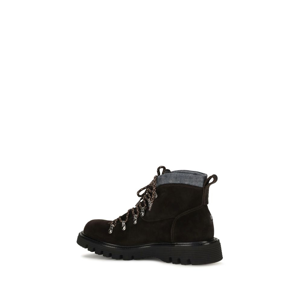 Brown Suede Leather Lace-Up Boots