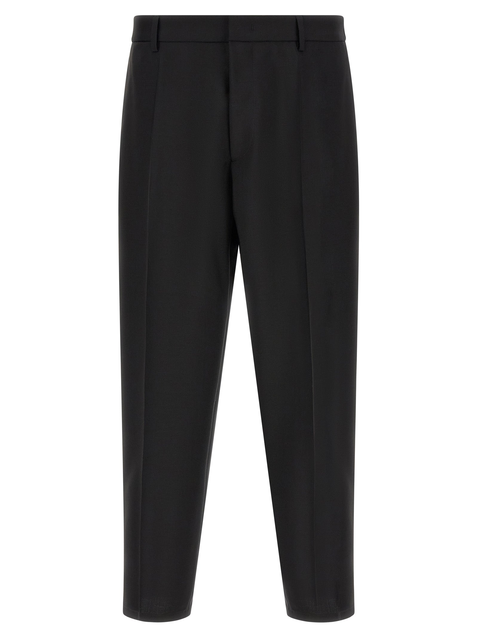 Black Virgin Wool Cropped Pants