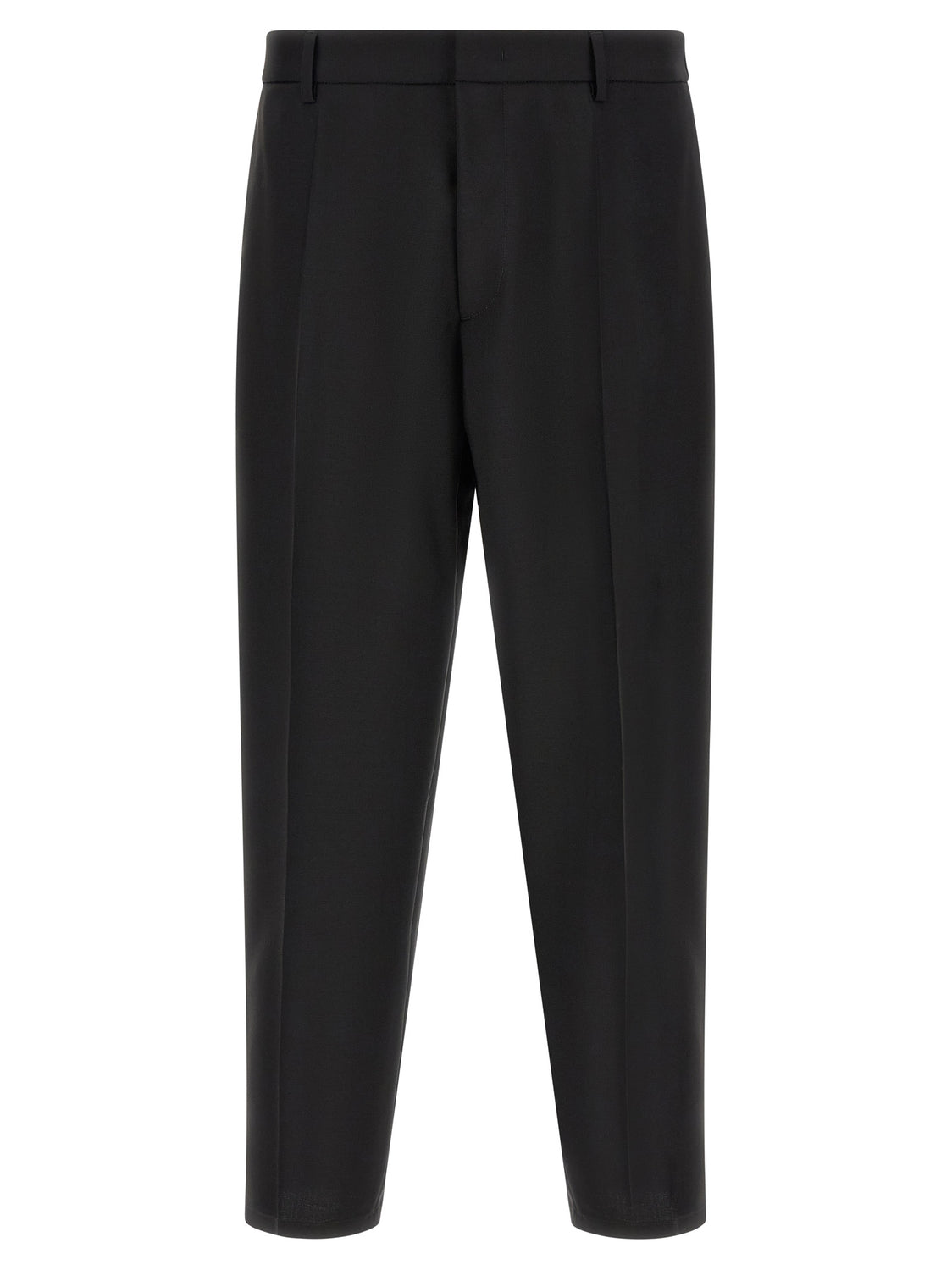 Black Virgin Wool Cropped Pants