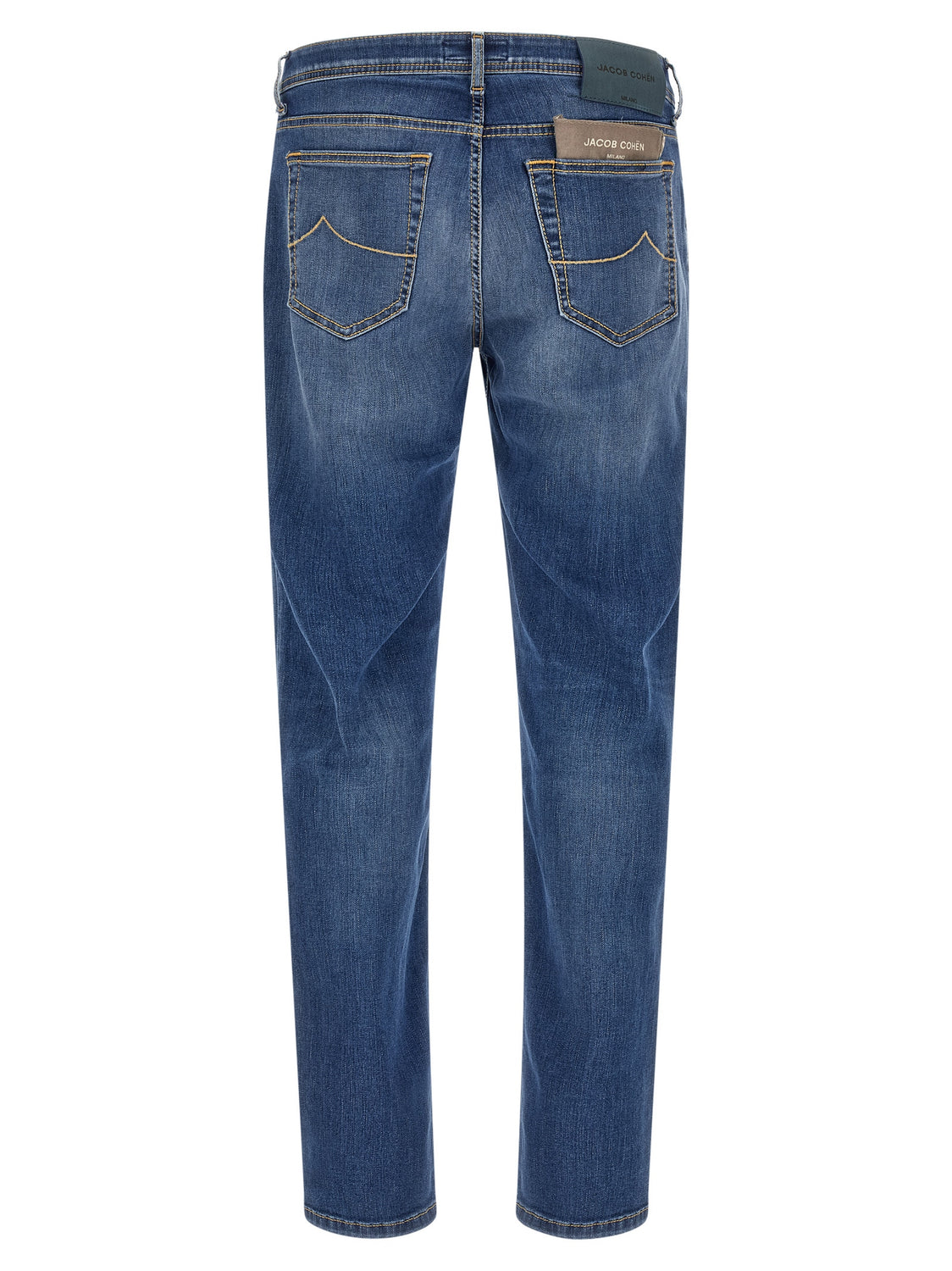 Blue Cotton Straight-Leg Jeans