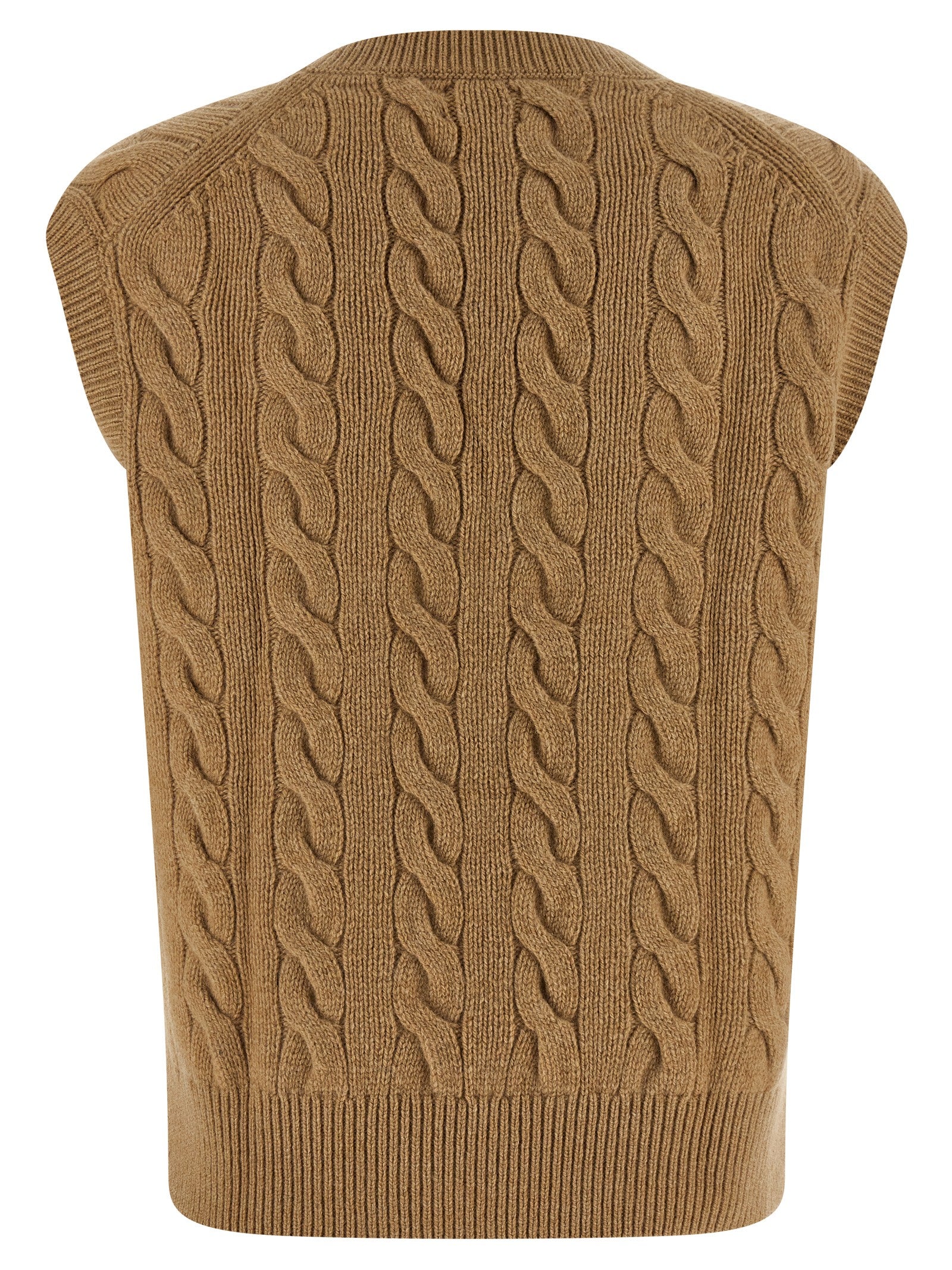 Beige Wool Sleeveless Jacket